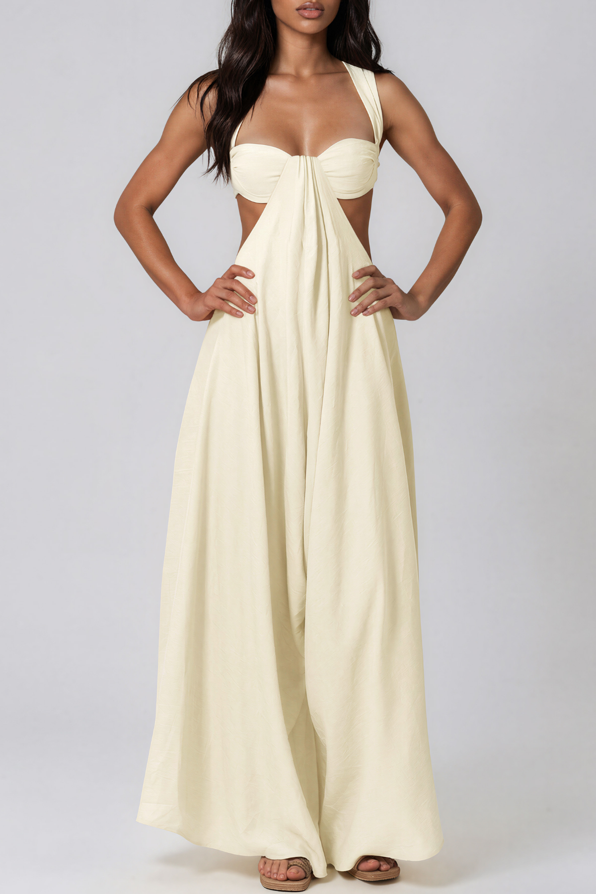 Keola Sleeveless Ruch Cutout Jumpsuit