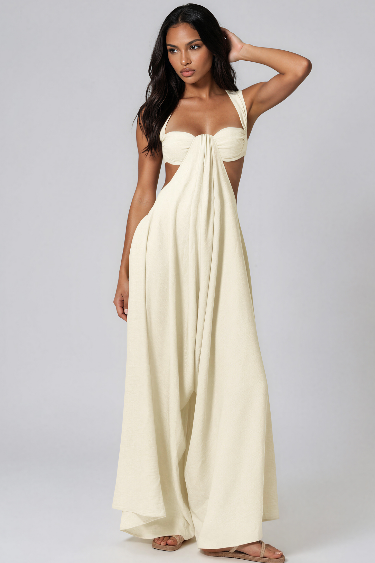 Keola Sleeveless Ruch Cutout Jumpsuit