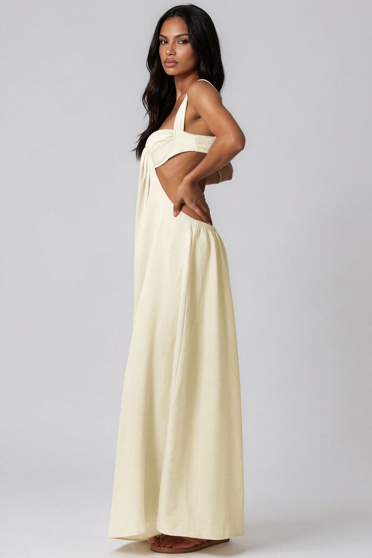 Keola Sleeveless Ruch Cutout Jumpsuit