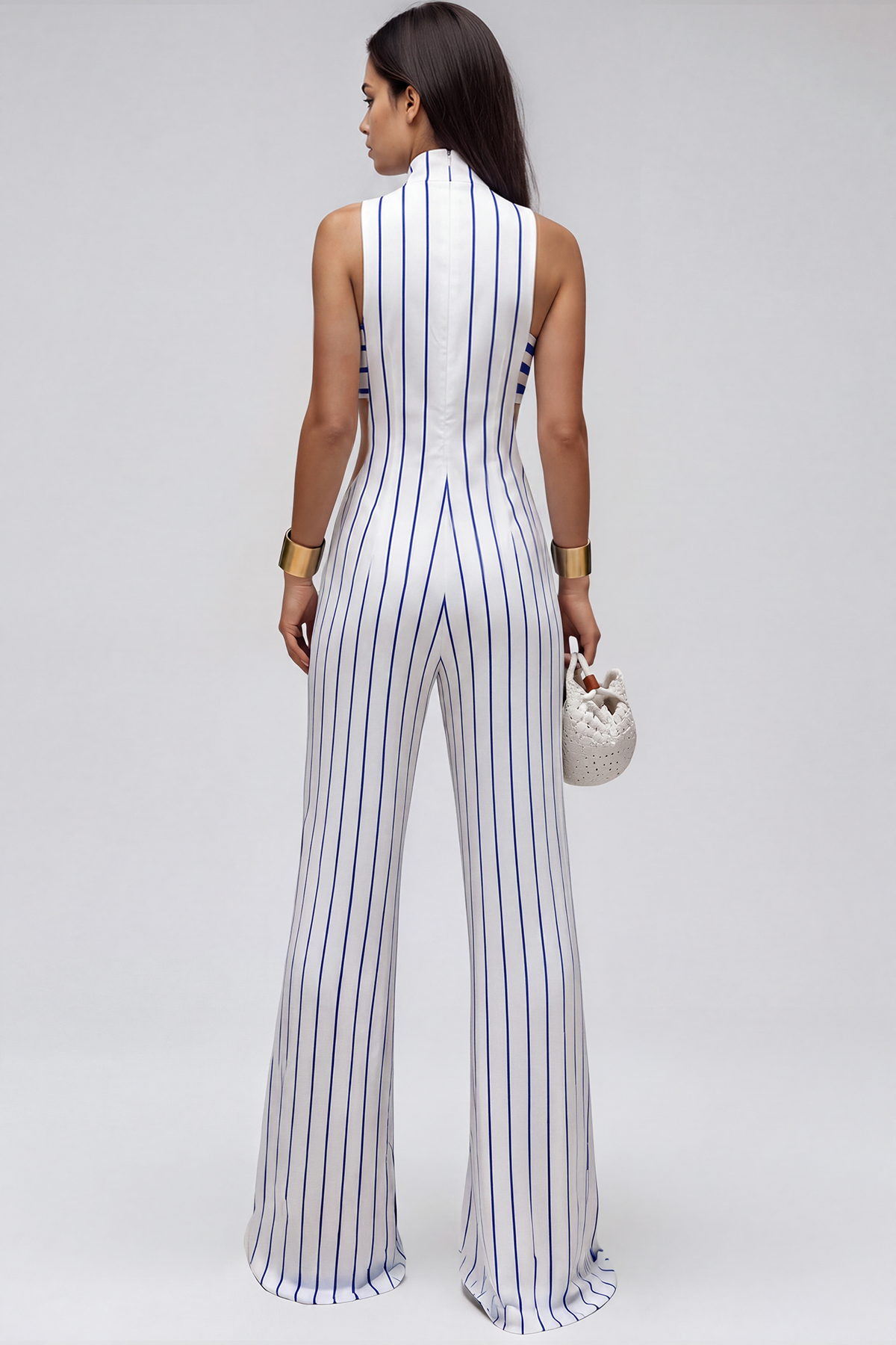 Kerith High Neck Stripe Cutout Jumpsuit