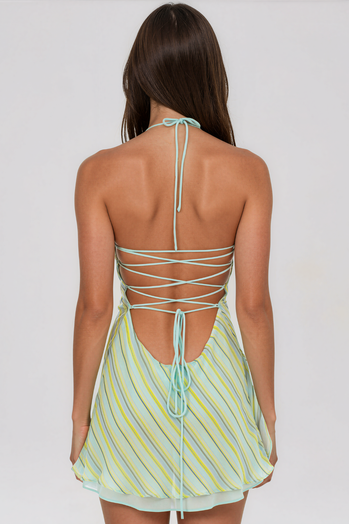 Kermit Halter Neck Stripe Mini Dress
