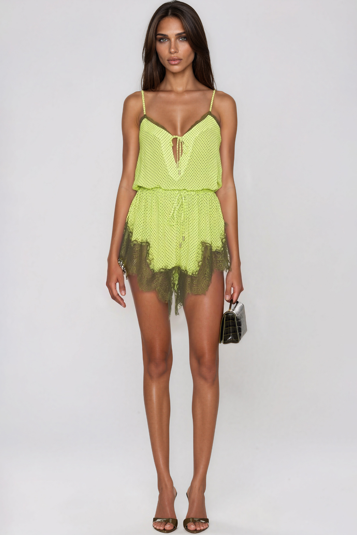 Kerr Spagehtti Dot Lace Shorts Set