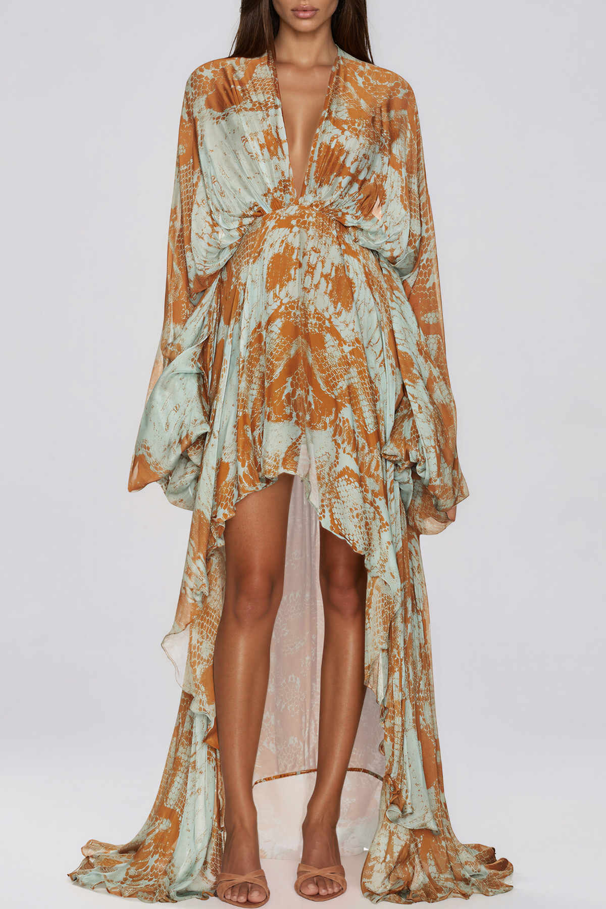 Kerra Plunge Print High Low Dress