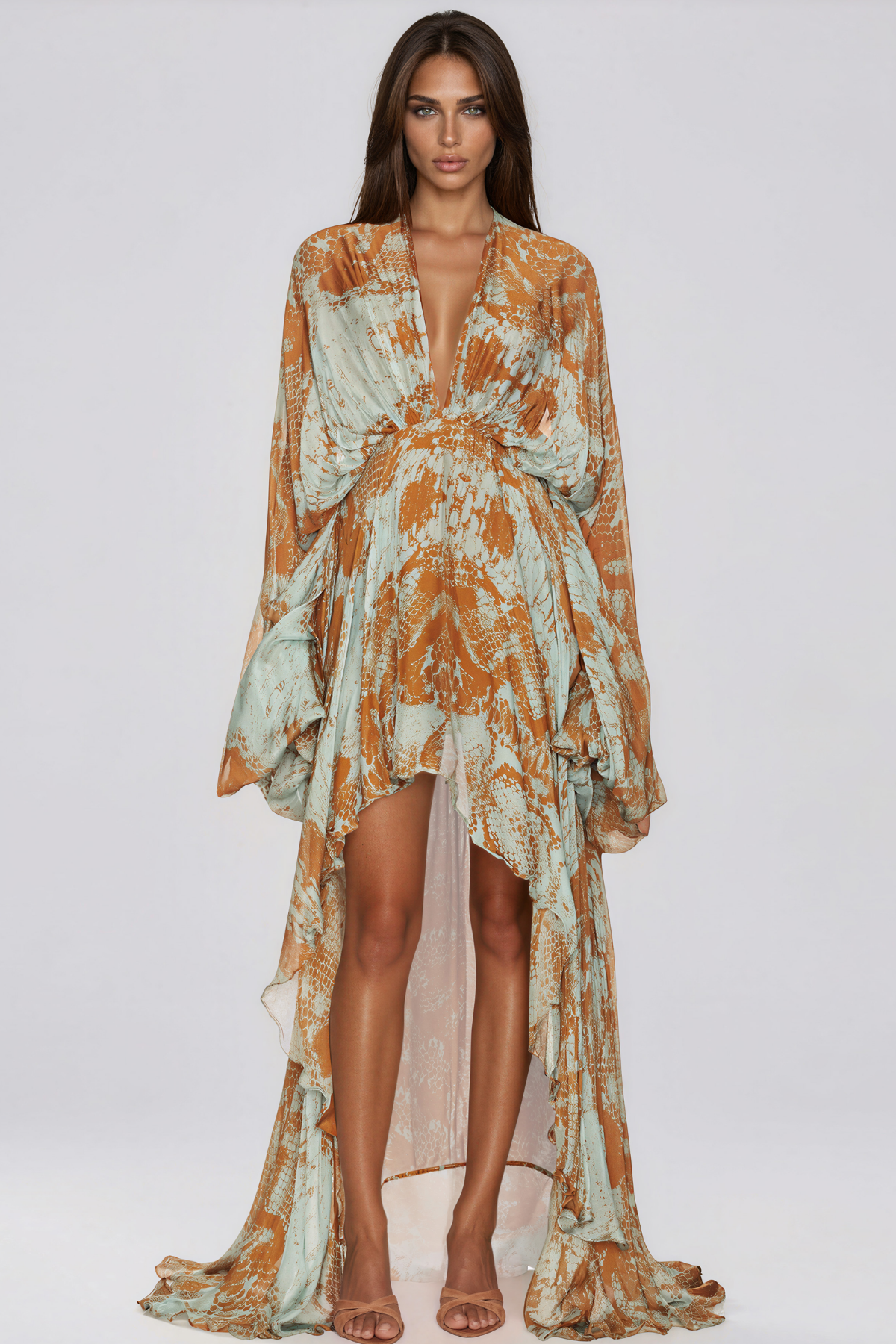 Kerra Plunge Print High Low Dress