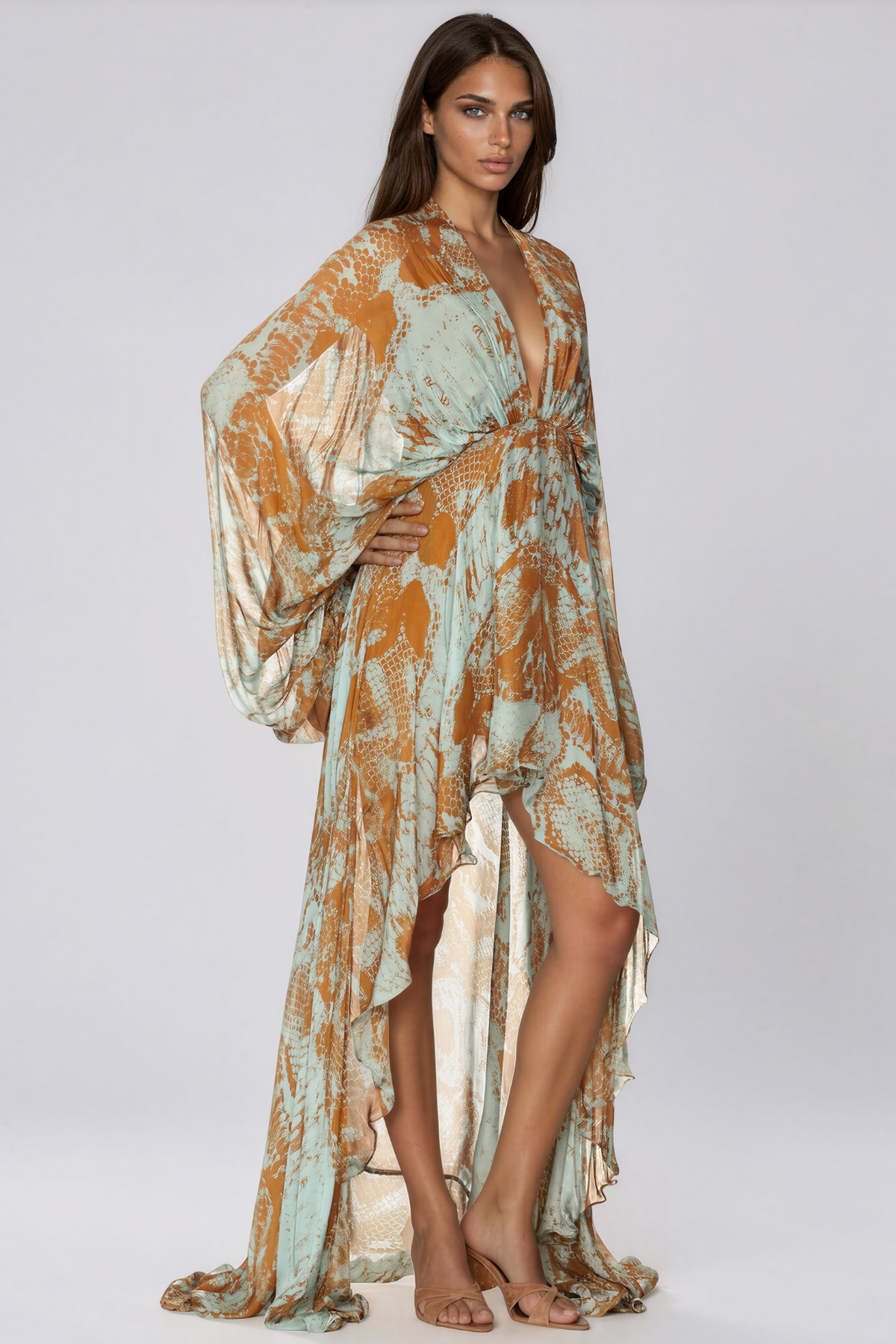 Kerra Plunge Print High Low Dress