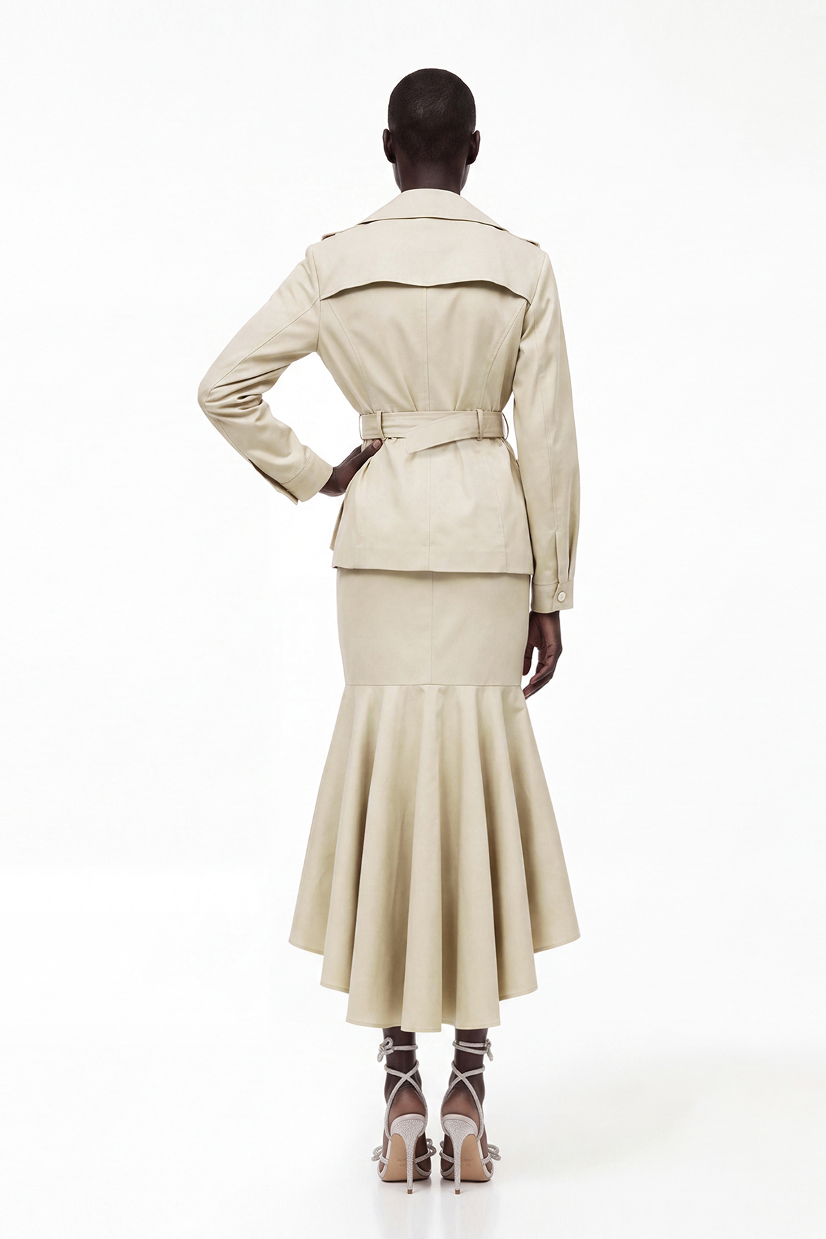 Kerri Lapel Ruffle Skirt Set