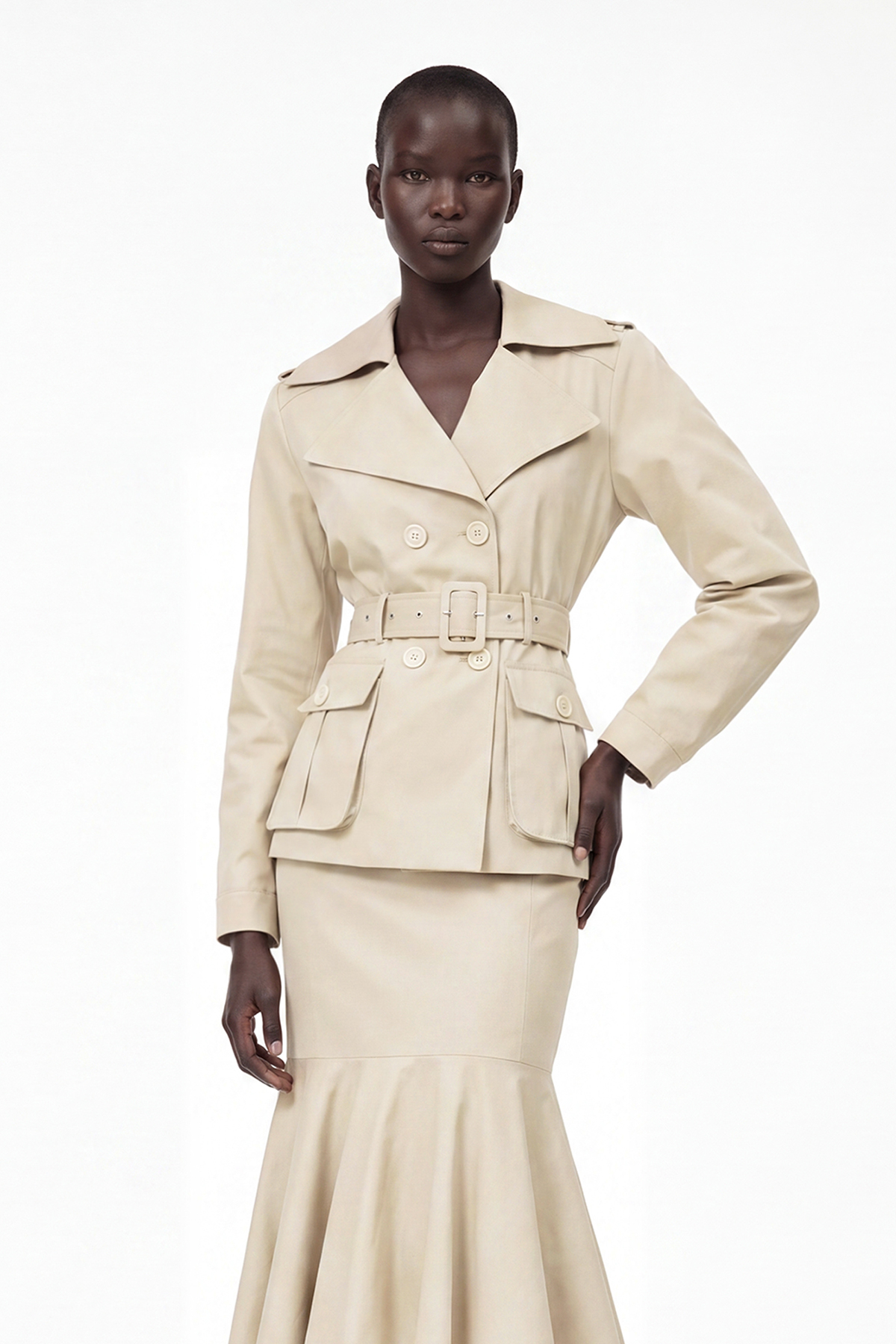 Kerri Lapel Ruffle Skirt Set