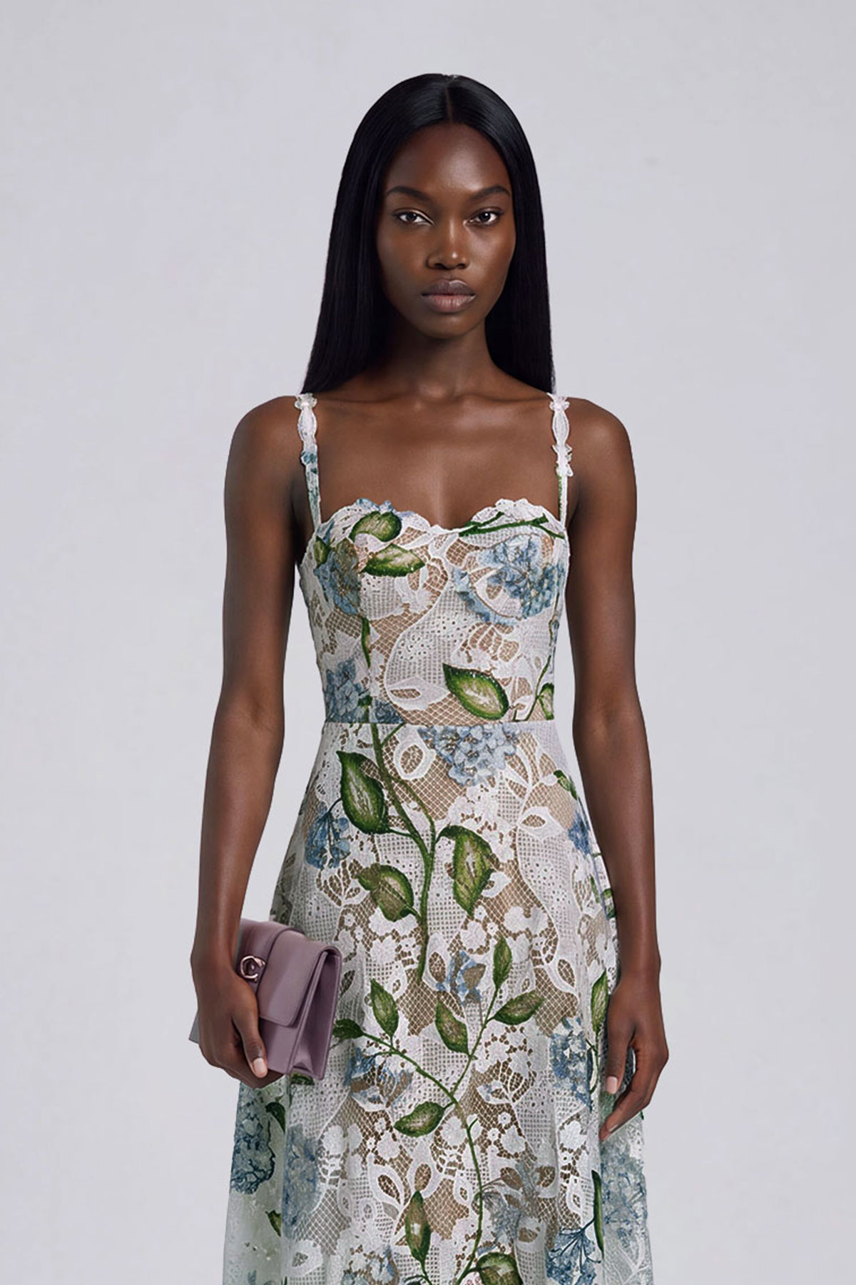Kerryn Sleeveless Lace Print Maxi Dress