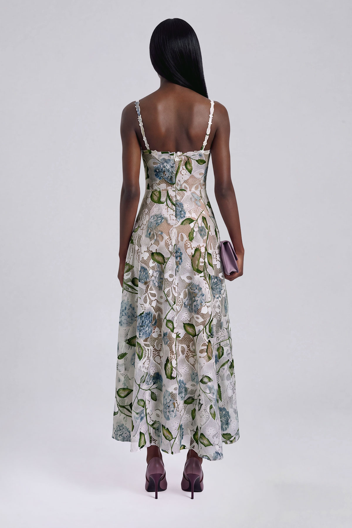 Kerryn Sleeveless Lace Print Maxi Dress