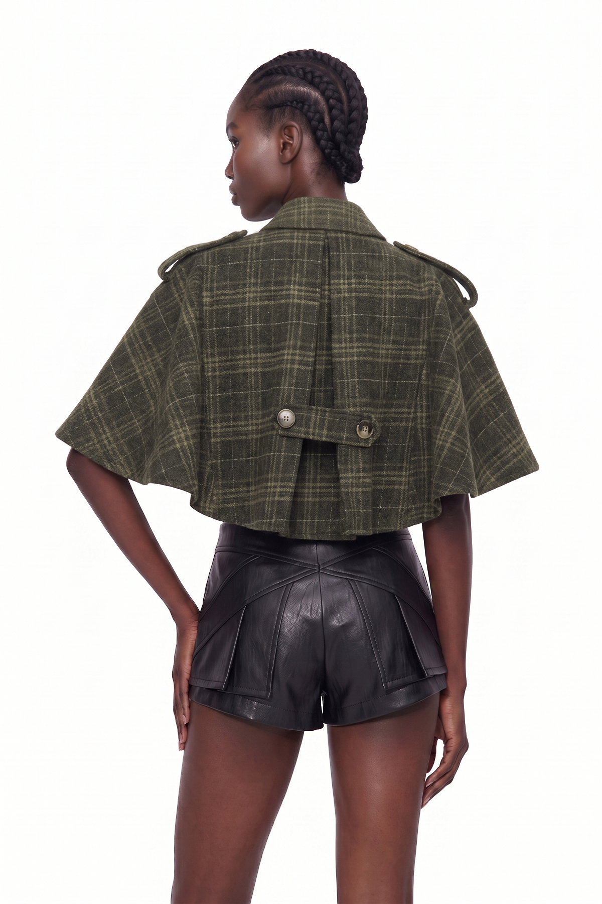 Kert High Neck Grid Cape Jacket