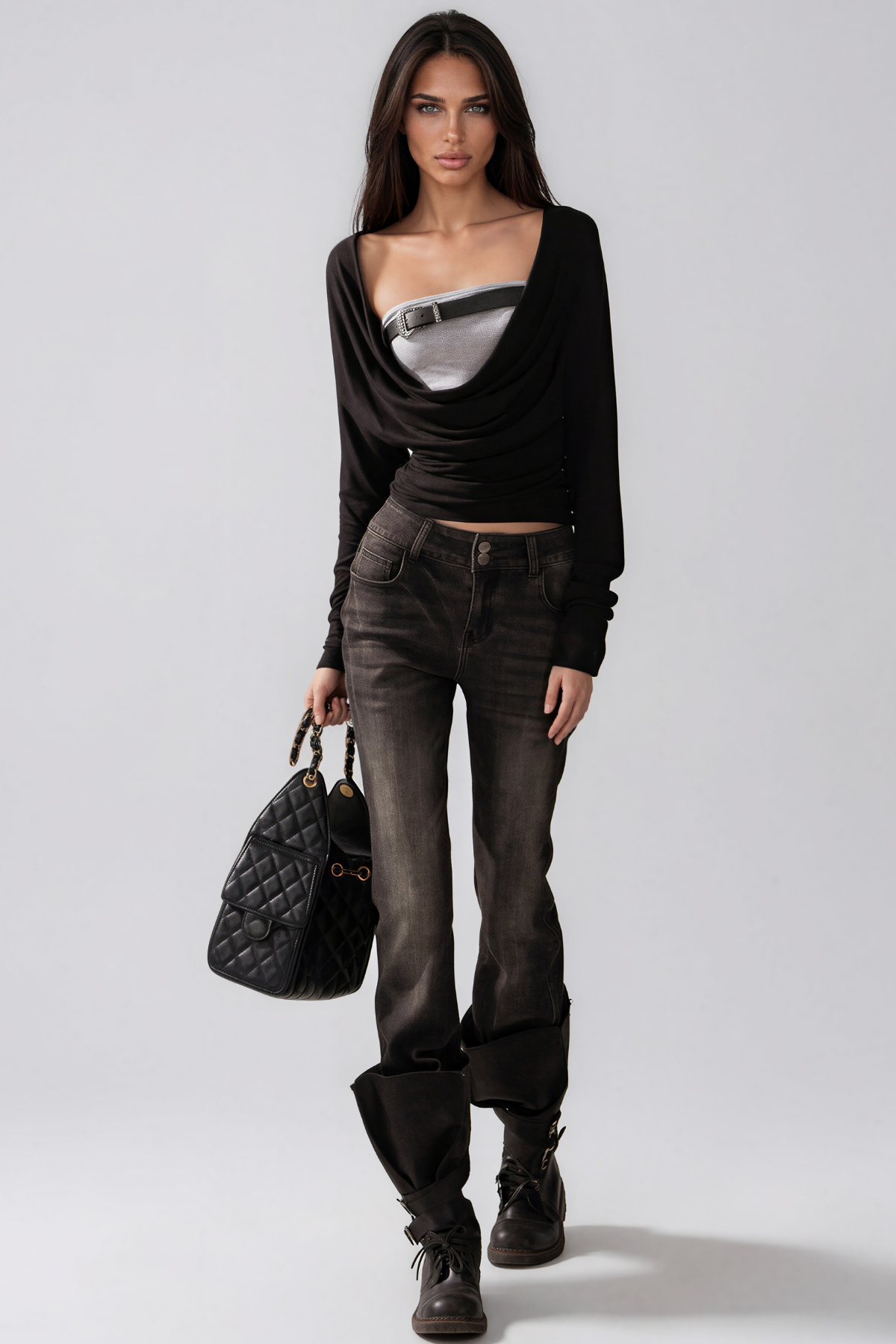 Kester Cowl Neck Buckle Top