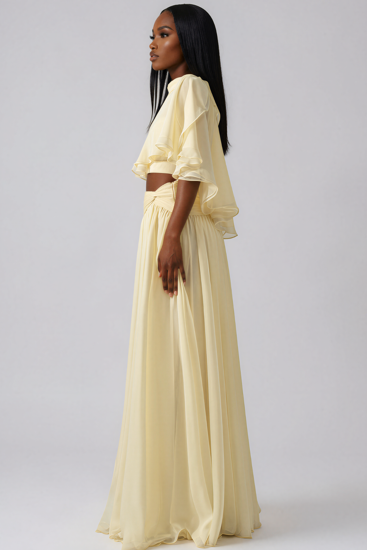 Kevork Shawl Ruch Skirt Set