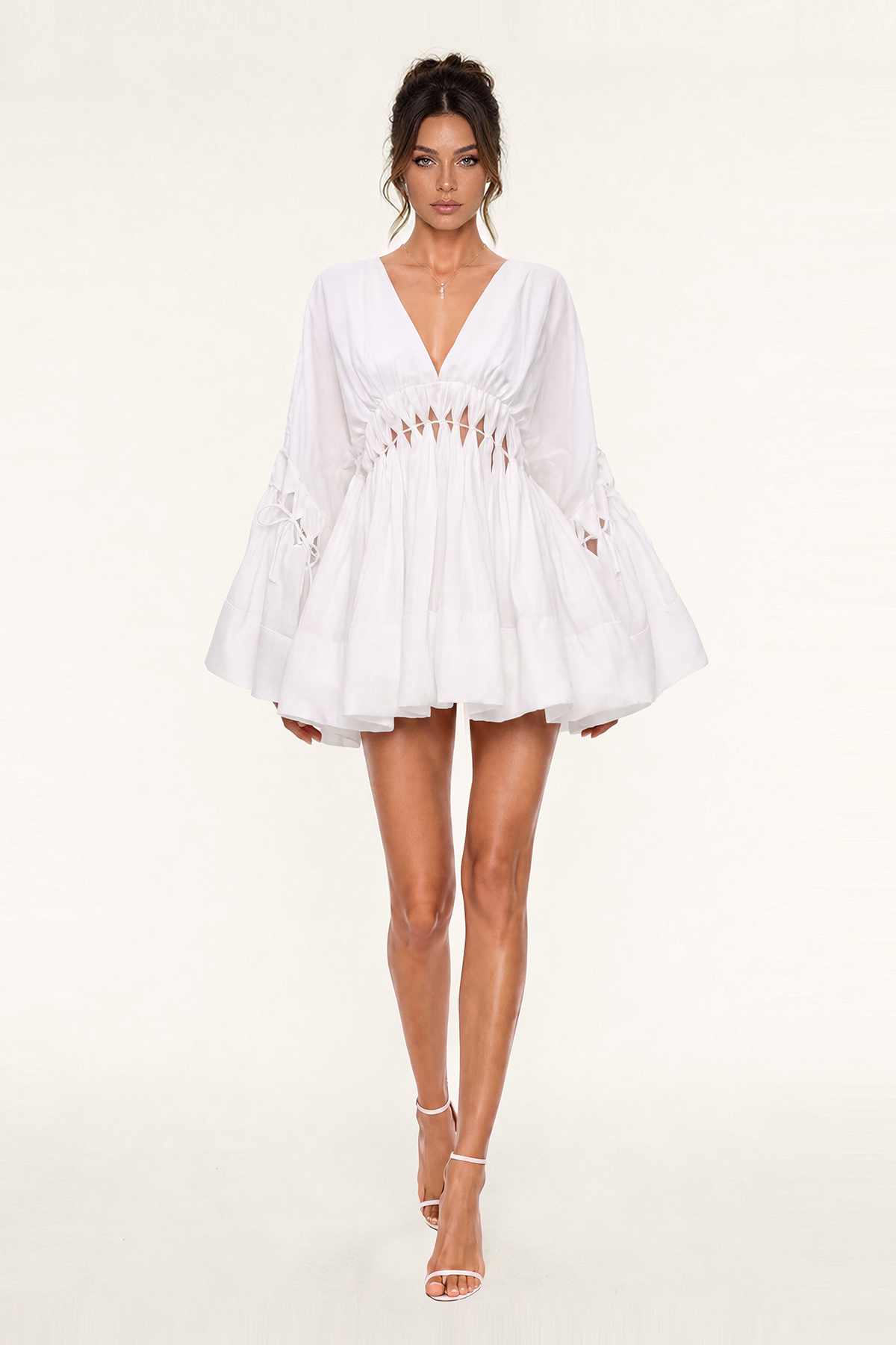 Keyshawn V Neck Cutout Tie Up Top