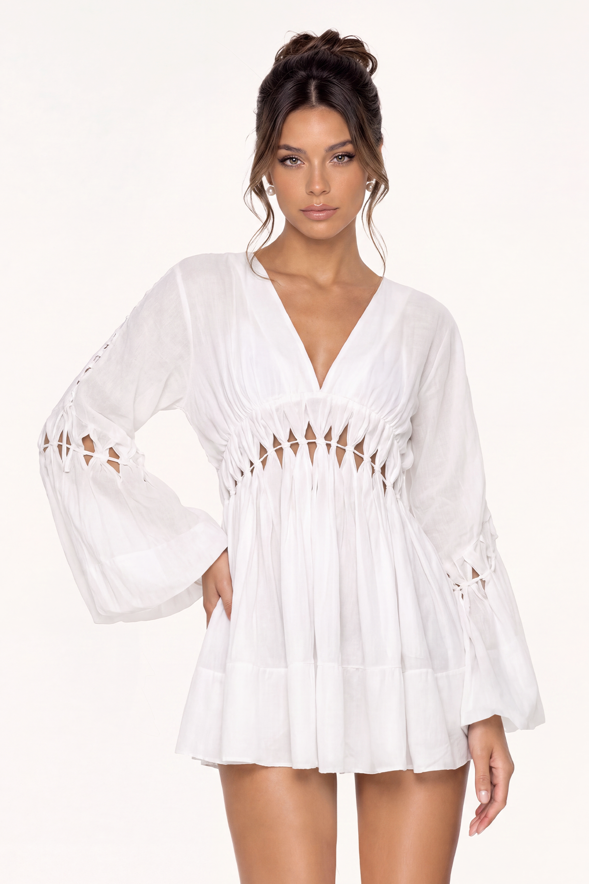Keyshawn V Neck Cutout Tie Up Top