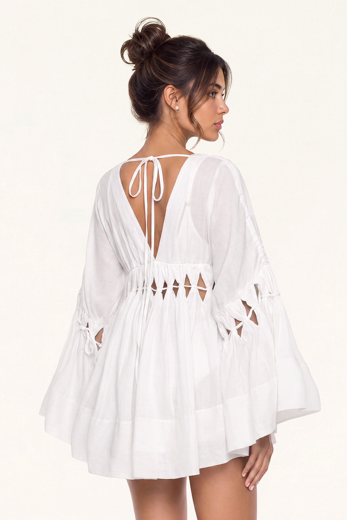 Keyshawn V Neck Cutout Tie Up Top