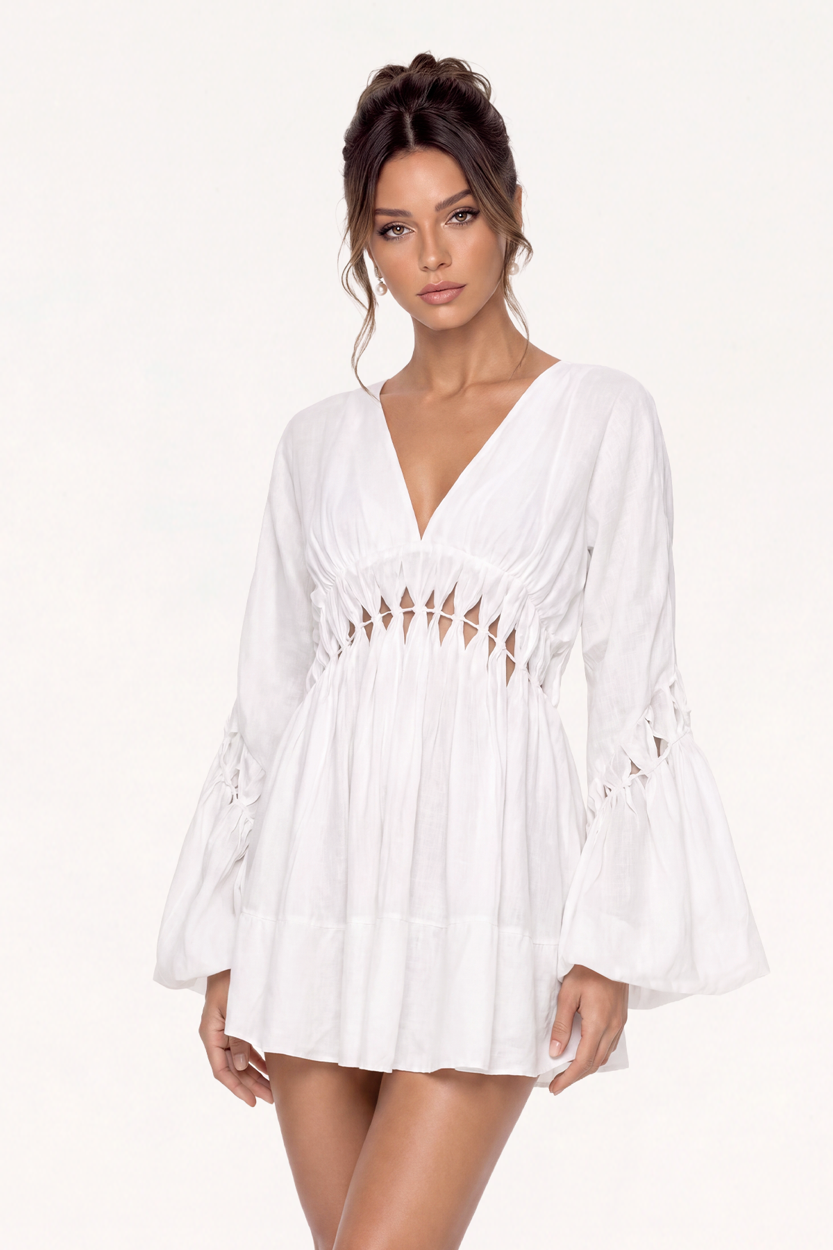 Keyshawn V Neck Cutout Tie Up Top