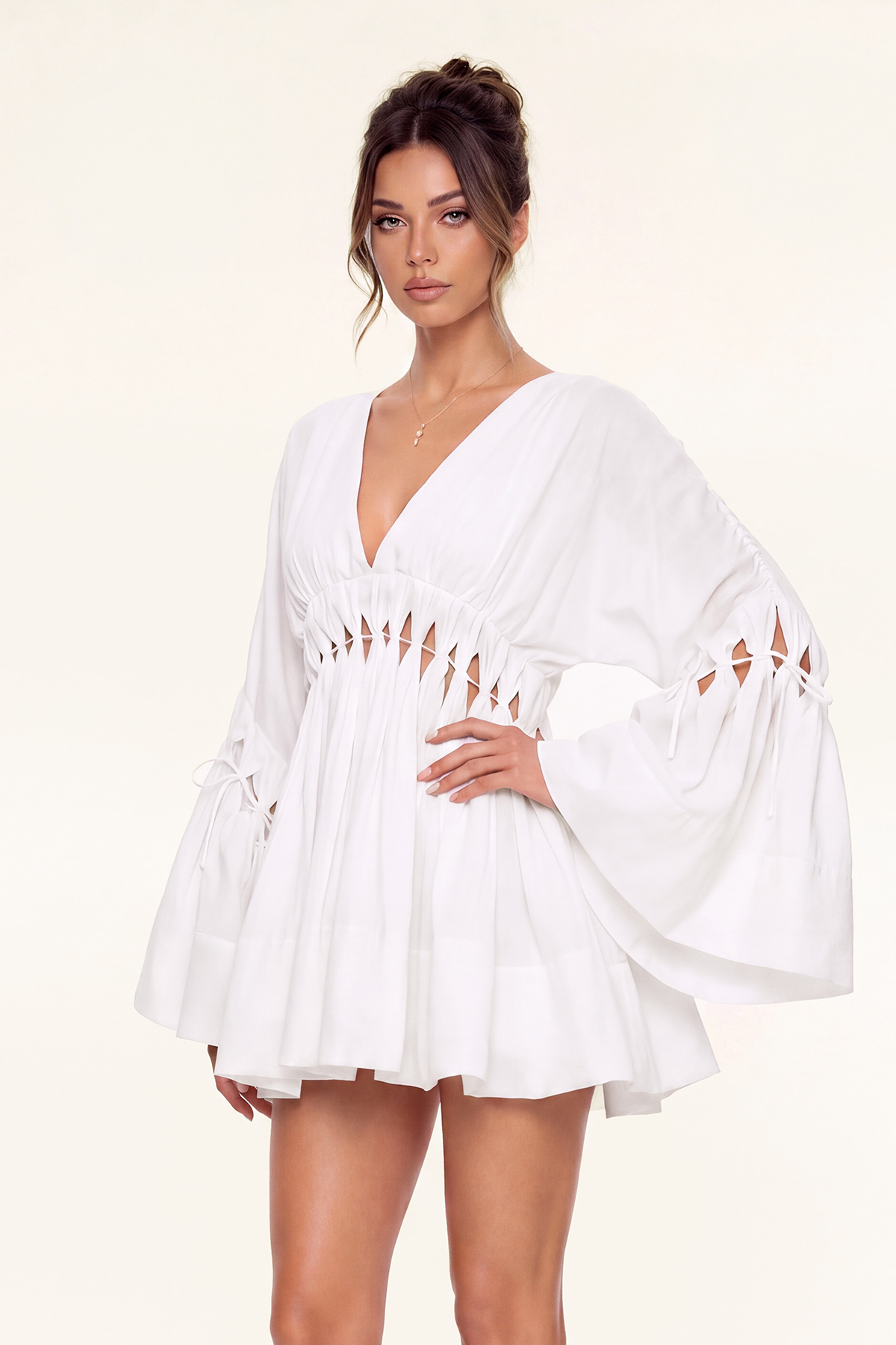 Keyshawn V Neck Cutout Tie Up Top