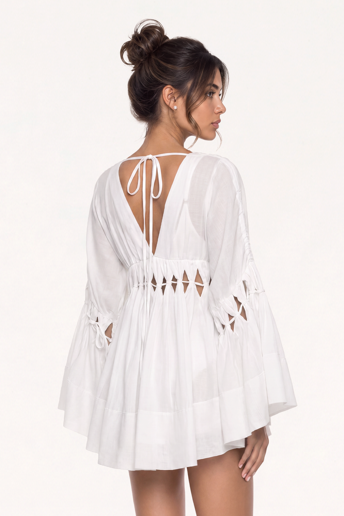 Keyshawn V Neck Cutout Tie Up Top