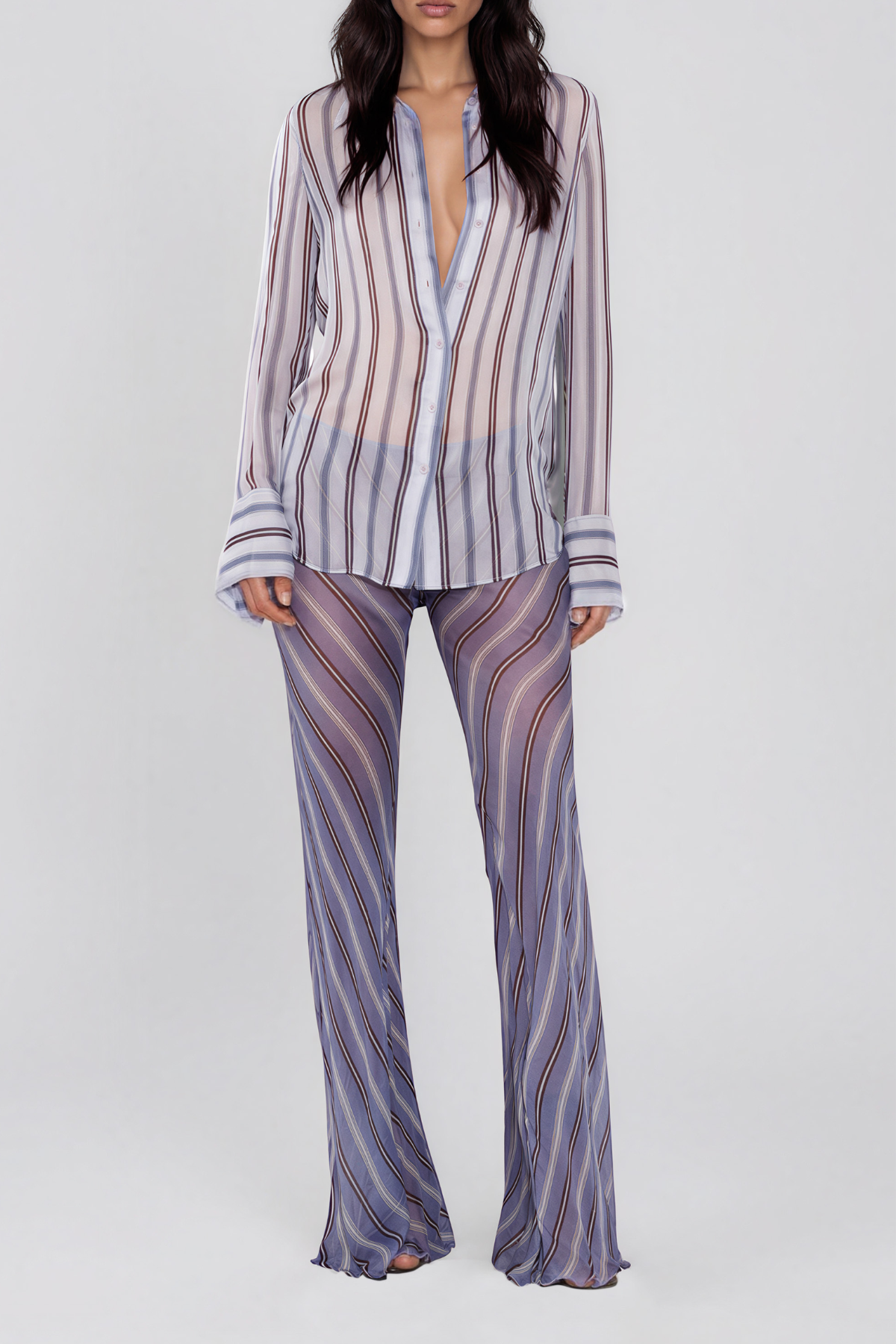 Kezia Mesh Stripe Pants Set