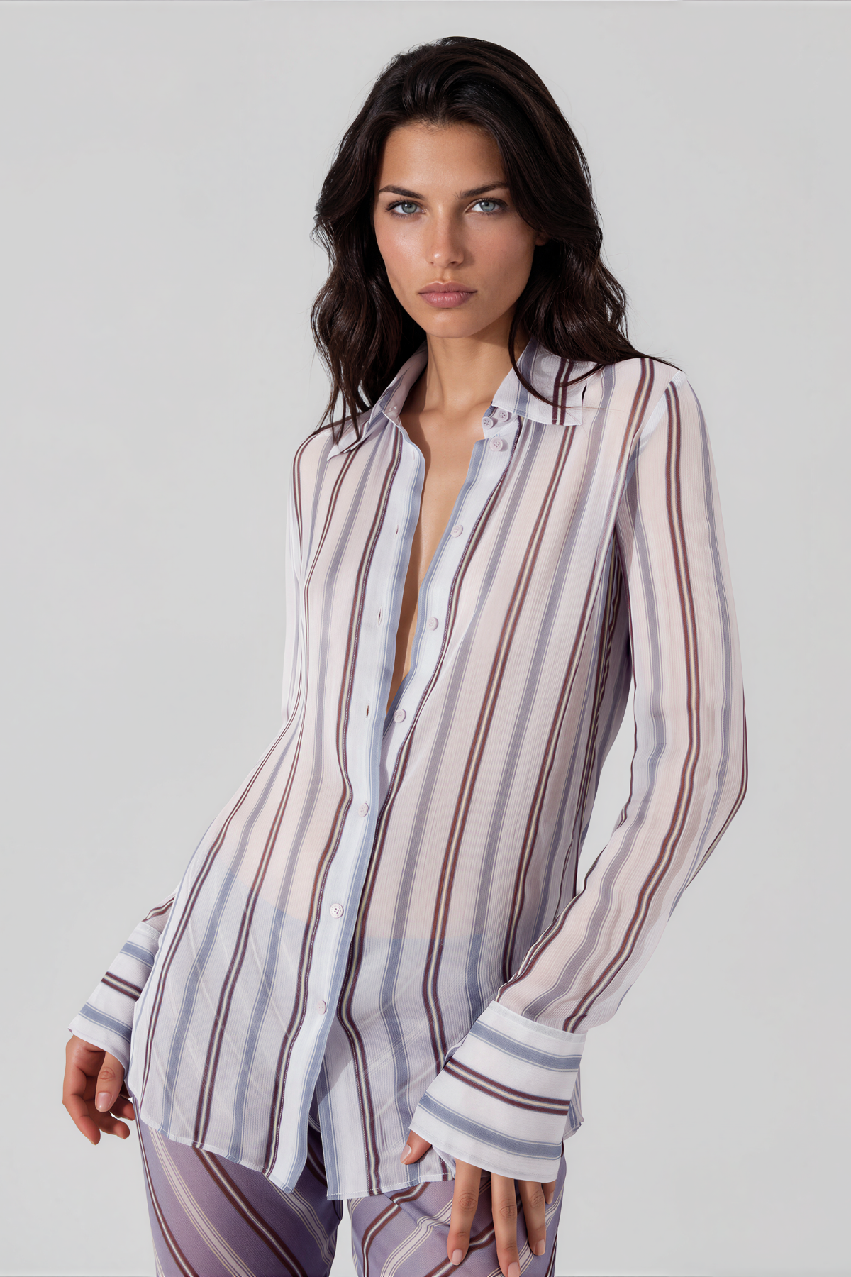 Kezia Mesh Stripe Pants Set