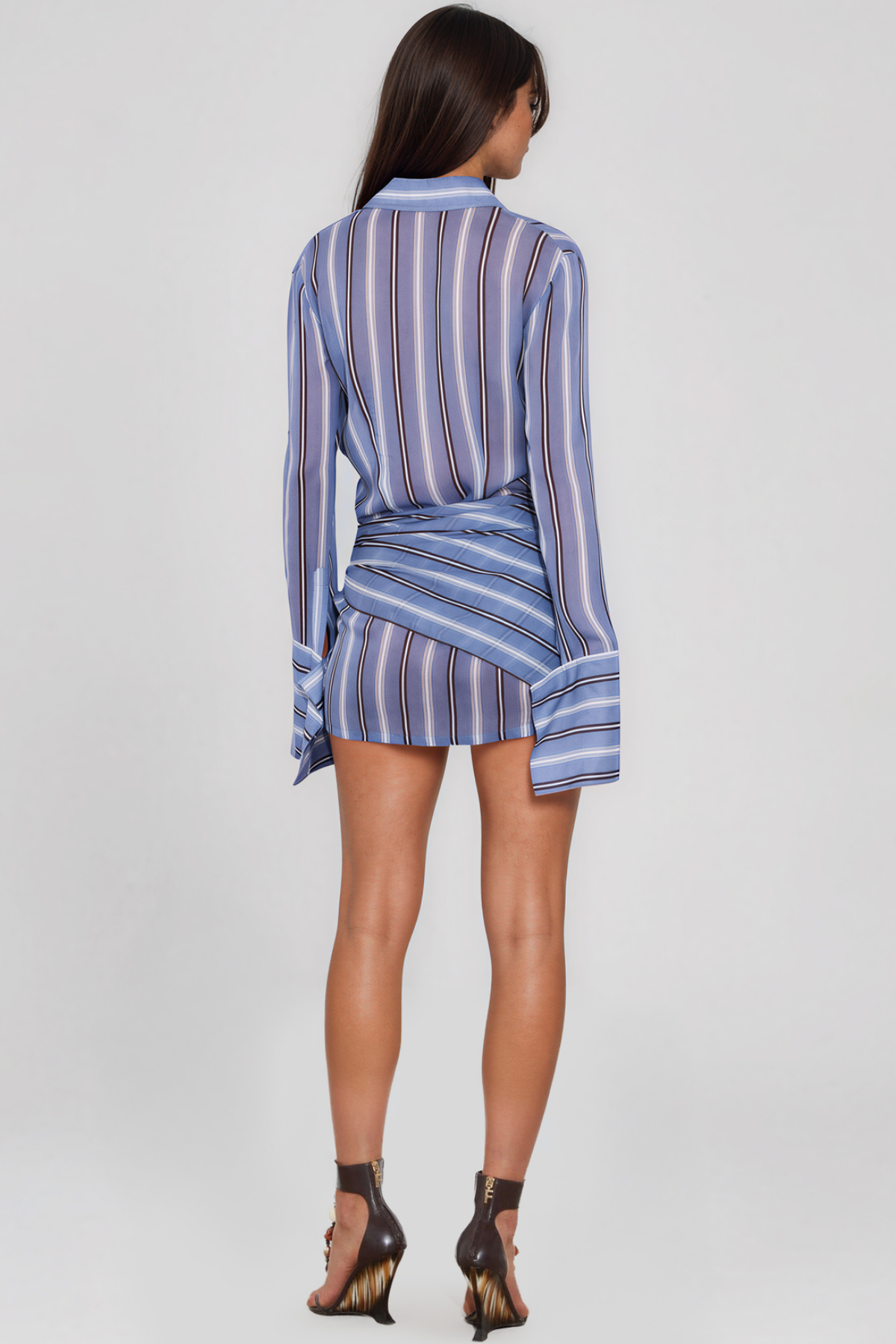 Kezia Stripe Two Piece Mini Shirt Dress