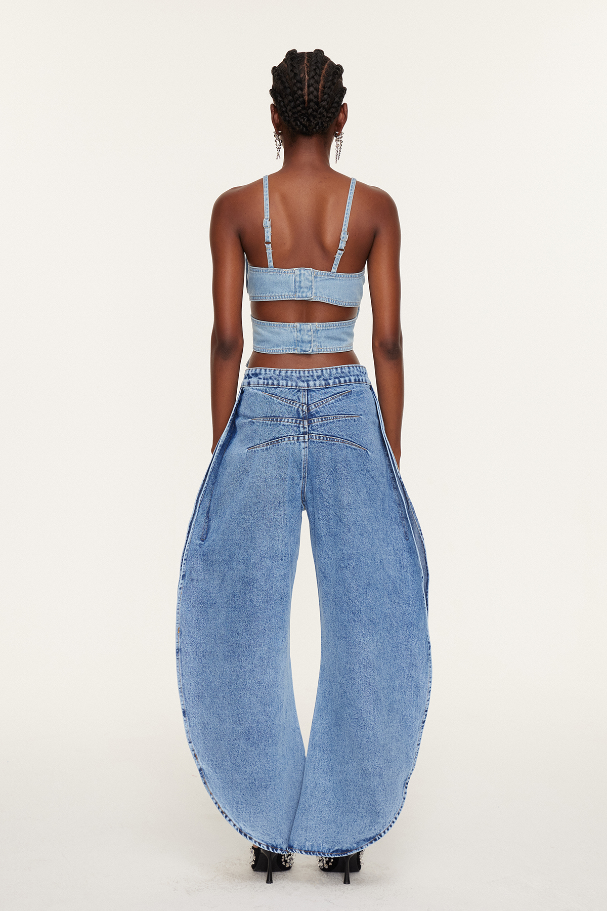 Khalani Bow Lace Up Denim Top