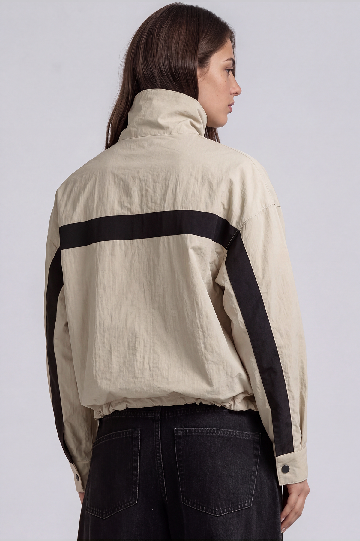 Khaleel High Neck Colorblock Jacket