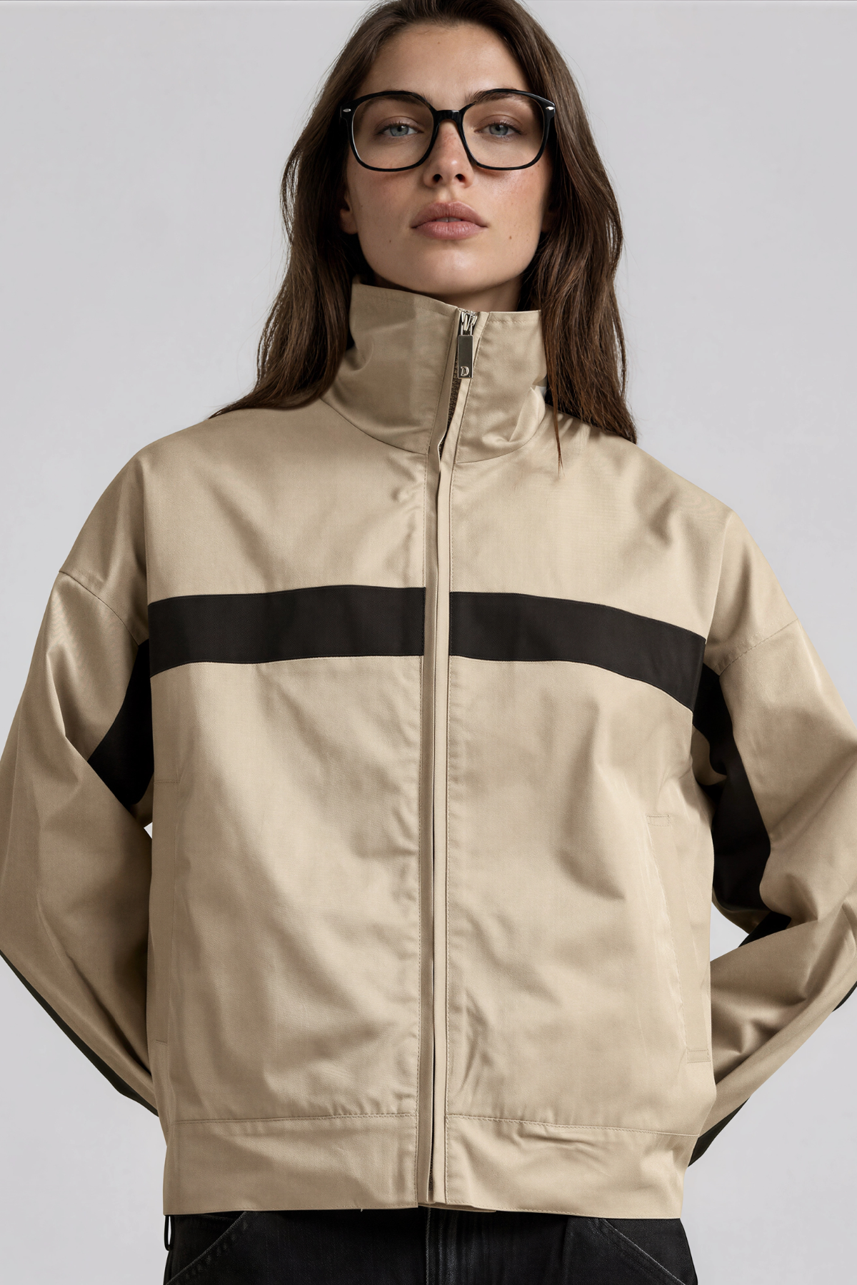 Khaleel High Neck Colorblock Jacket