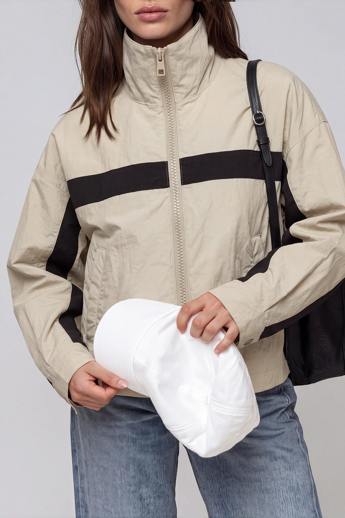 Khaleel High Neck Colorblock Jacket