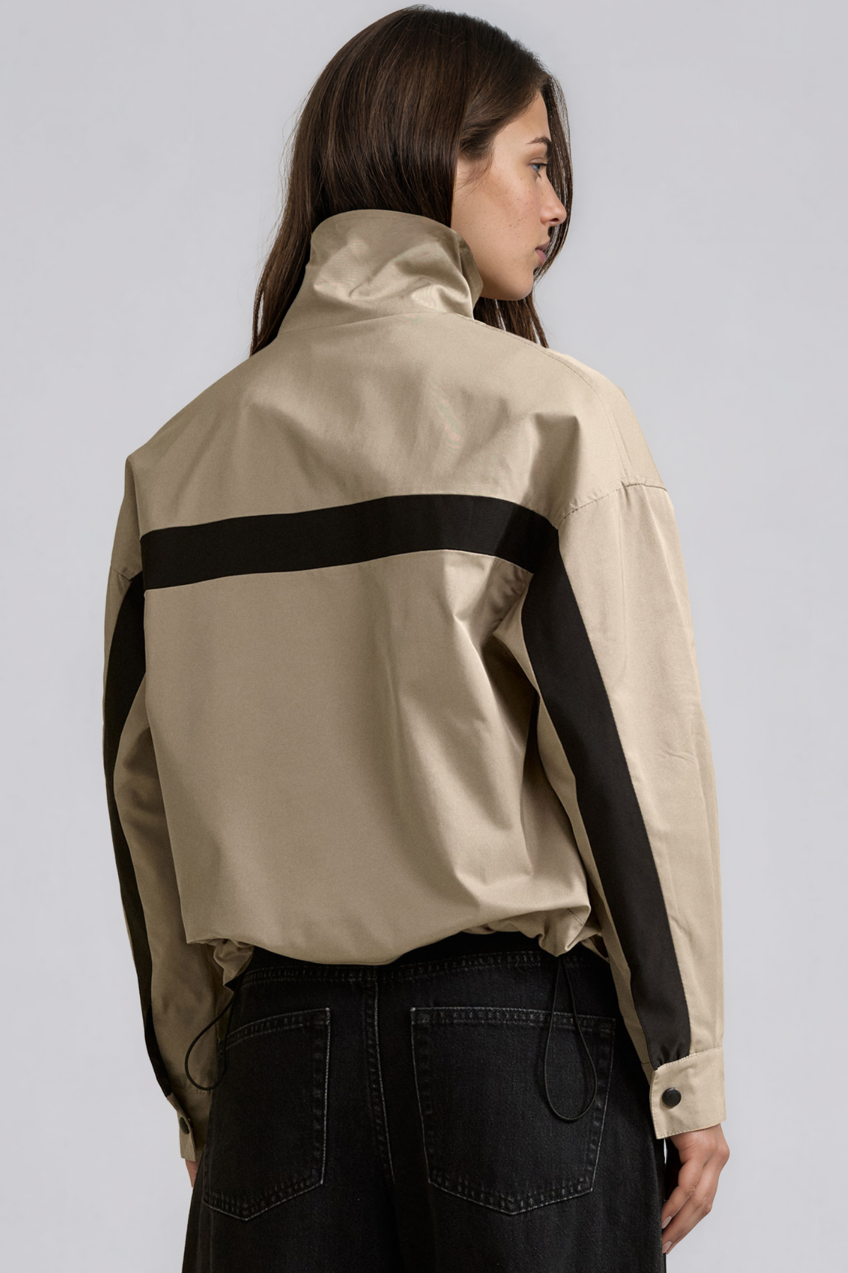 Khaleel High Neck Colorblock Jacket
