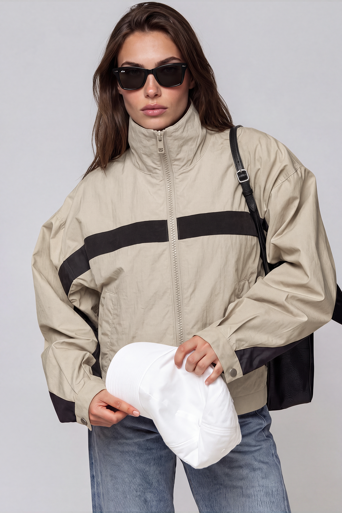 Khaleel High Neck Colorblock Jacket
