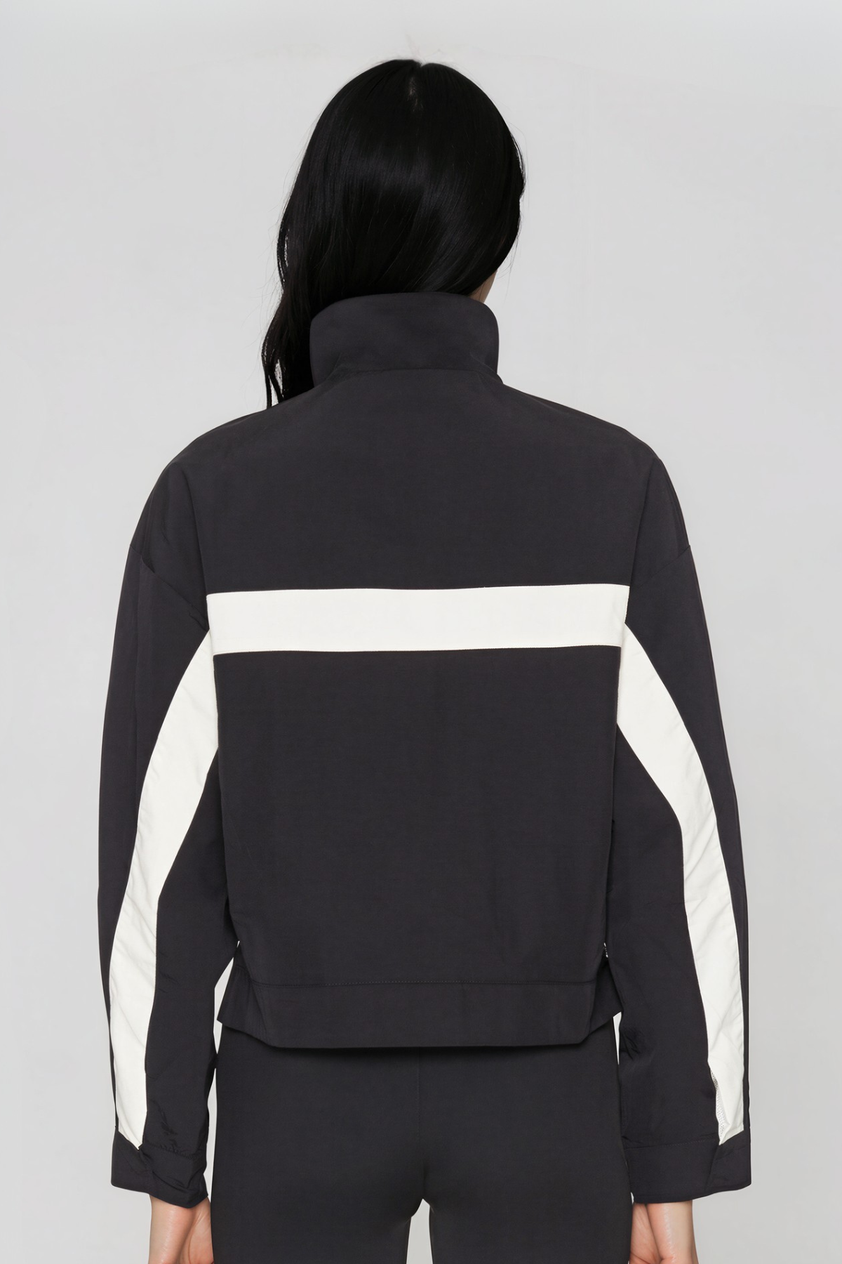 Khaleel High Neck Colorblock Jacket In Black