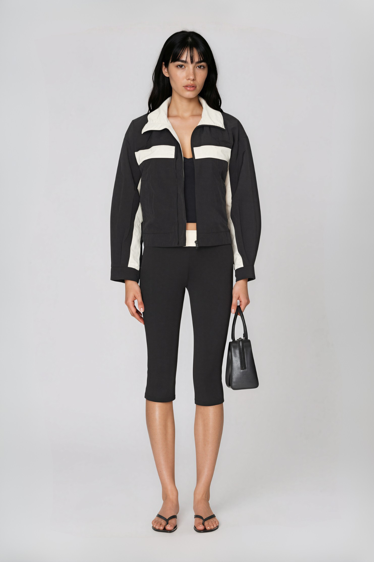 Khaleel High Neck Colorblock Jacket In Black