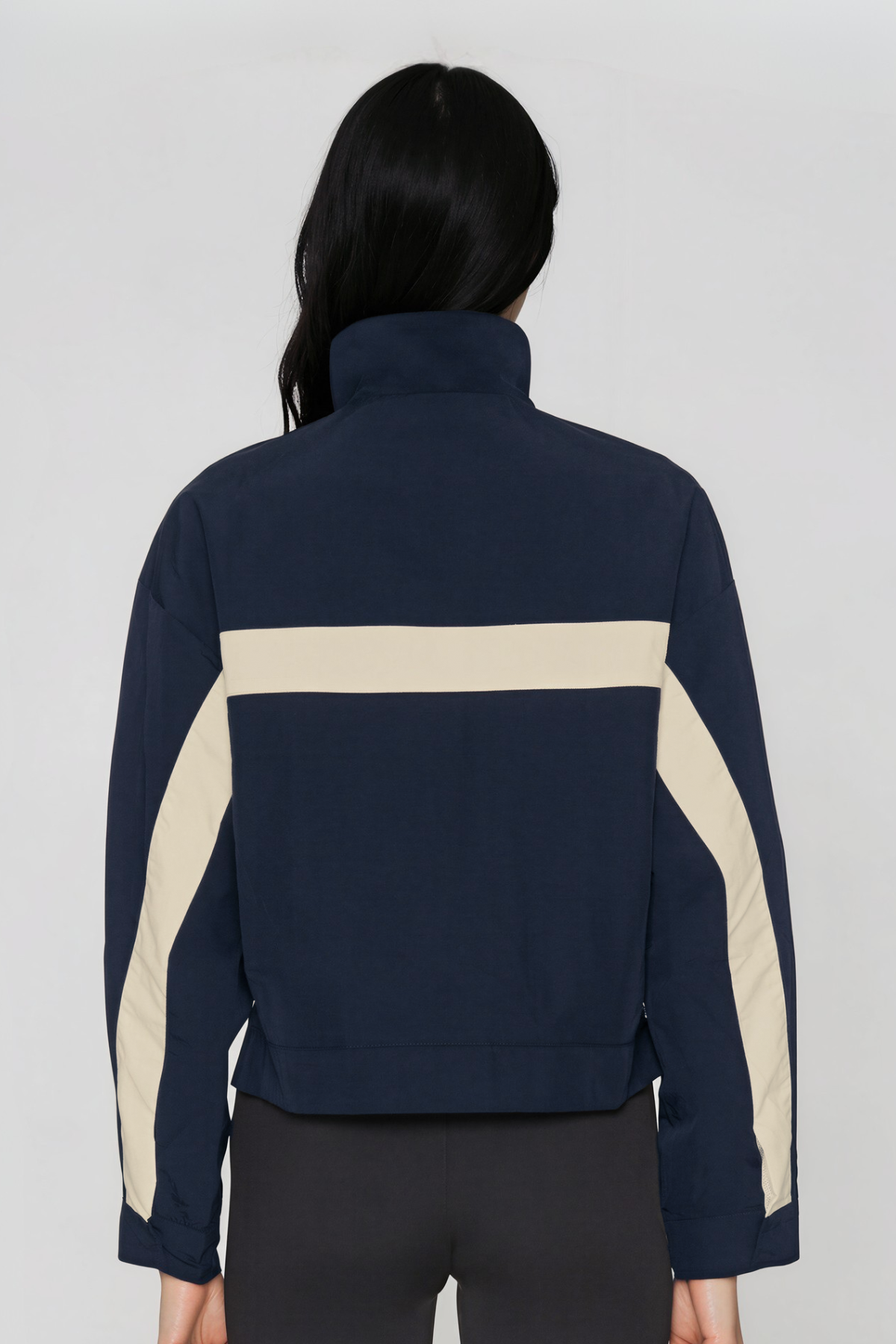 Khaleel High Neck Colorblock Jacket In Blue