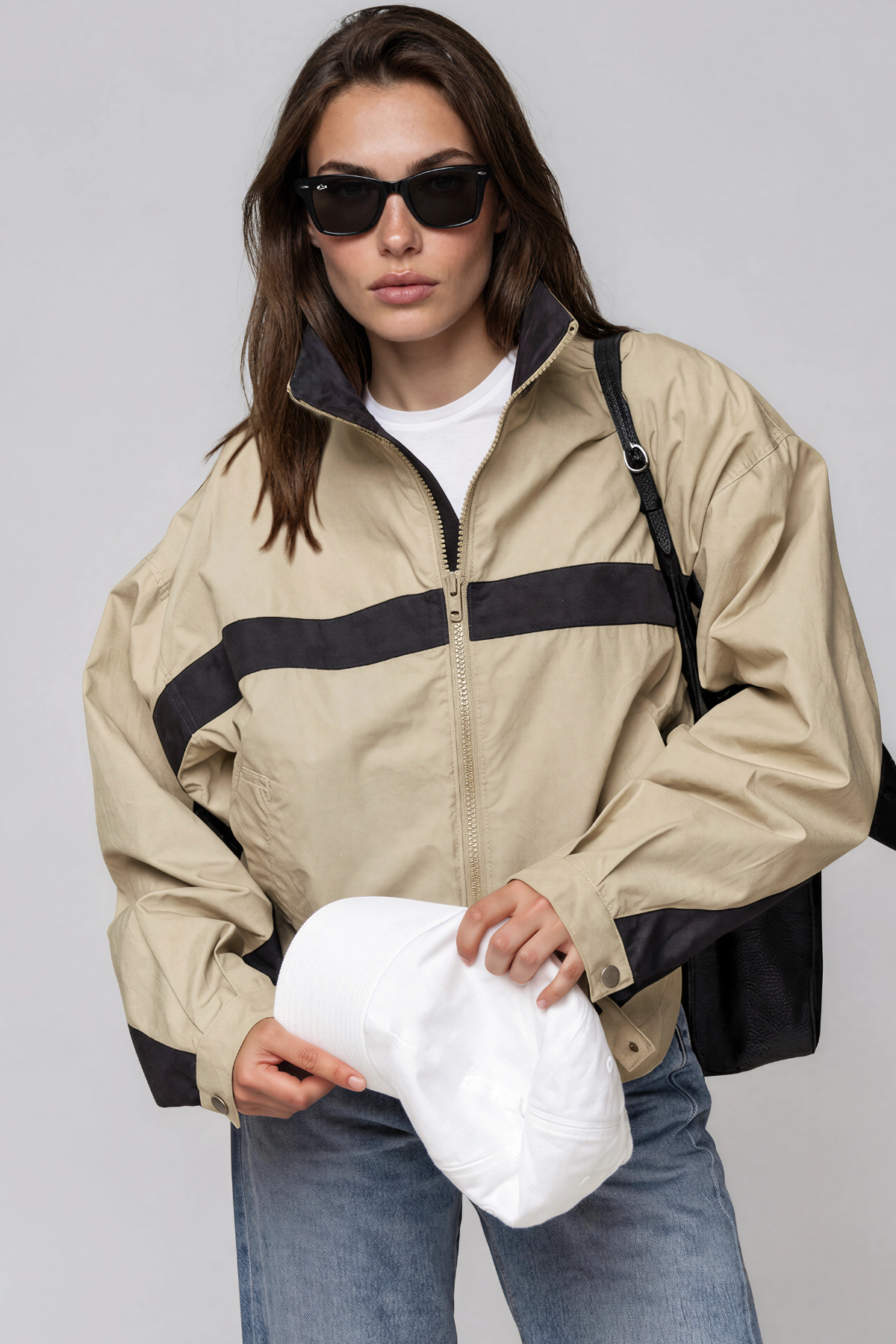 Khaleel High Neck Colorblock Jacket