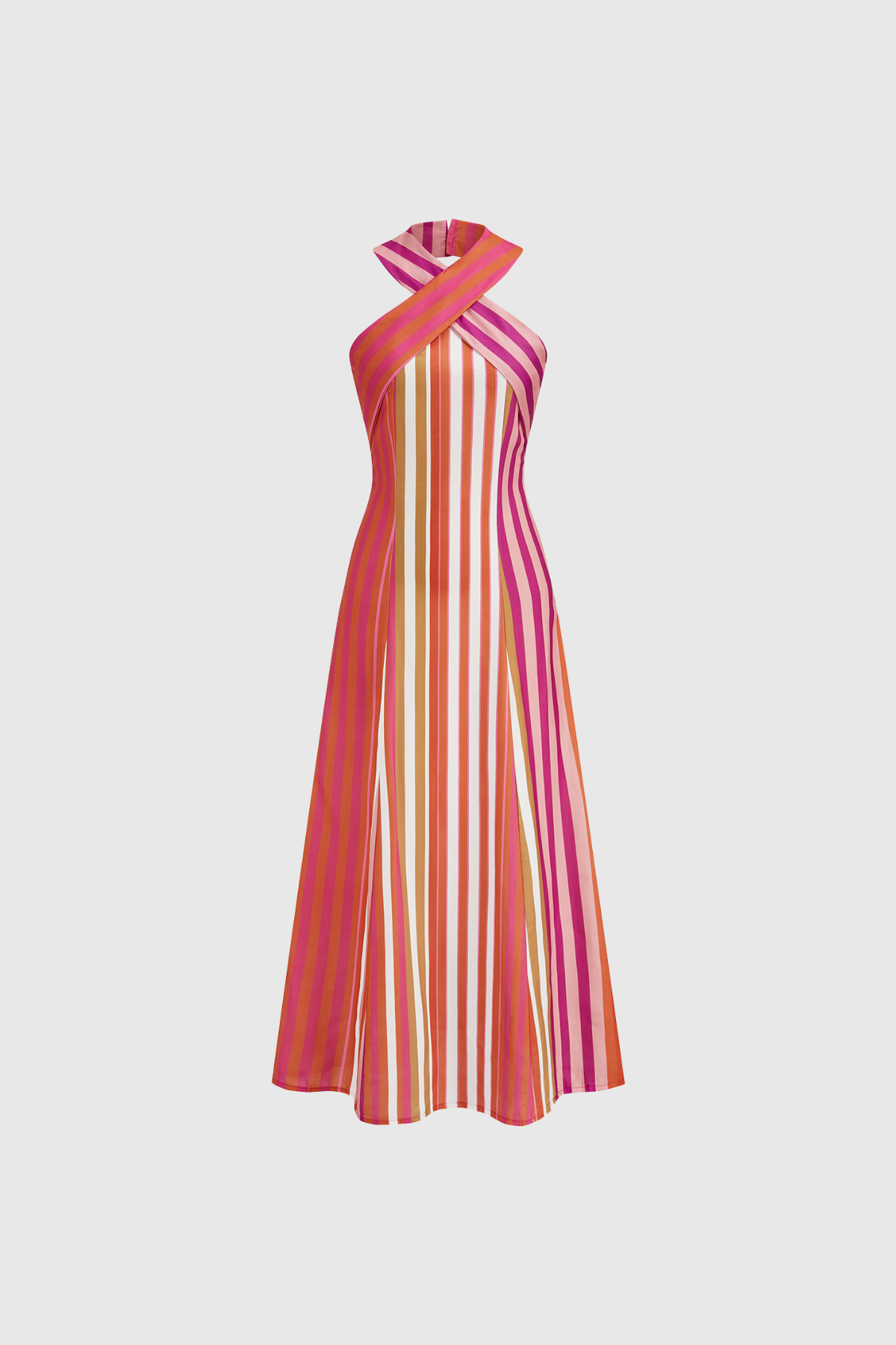 Khaliq Halter Neck Stripe Maxi Dress