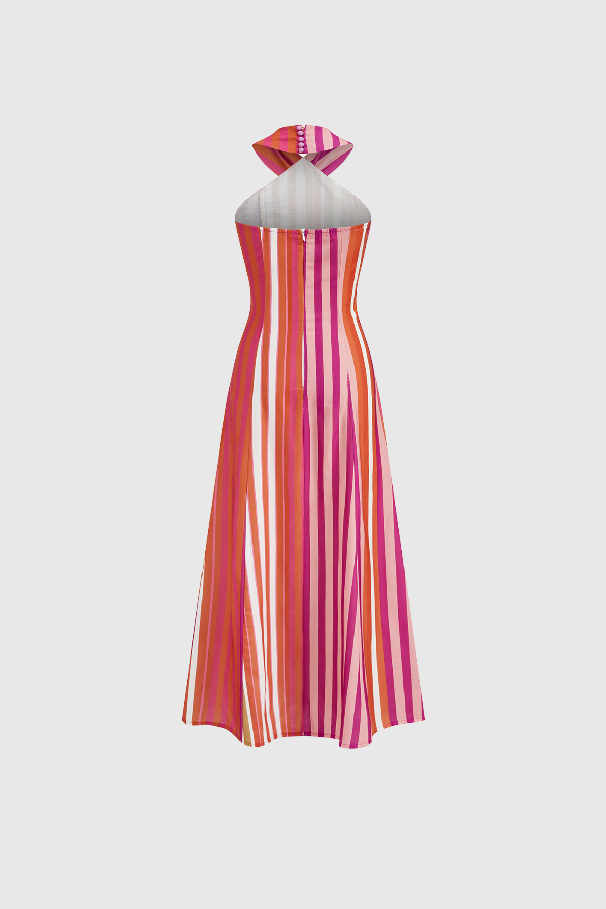 Khaliq Halter Neck Stripe Maxi Dress