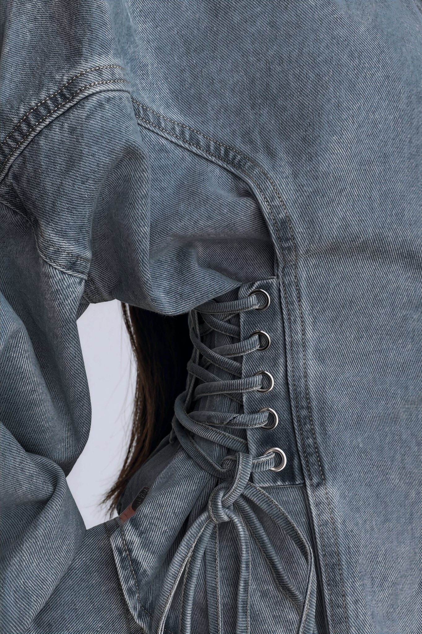 Khaza Lace Up Denim Top