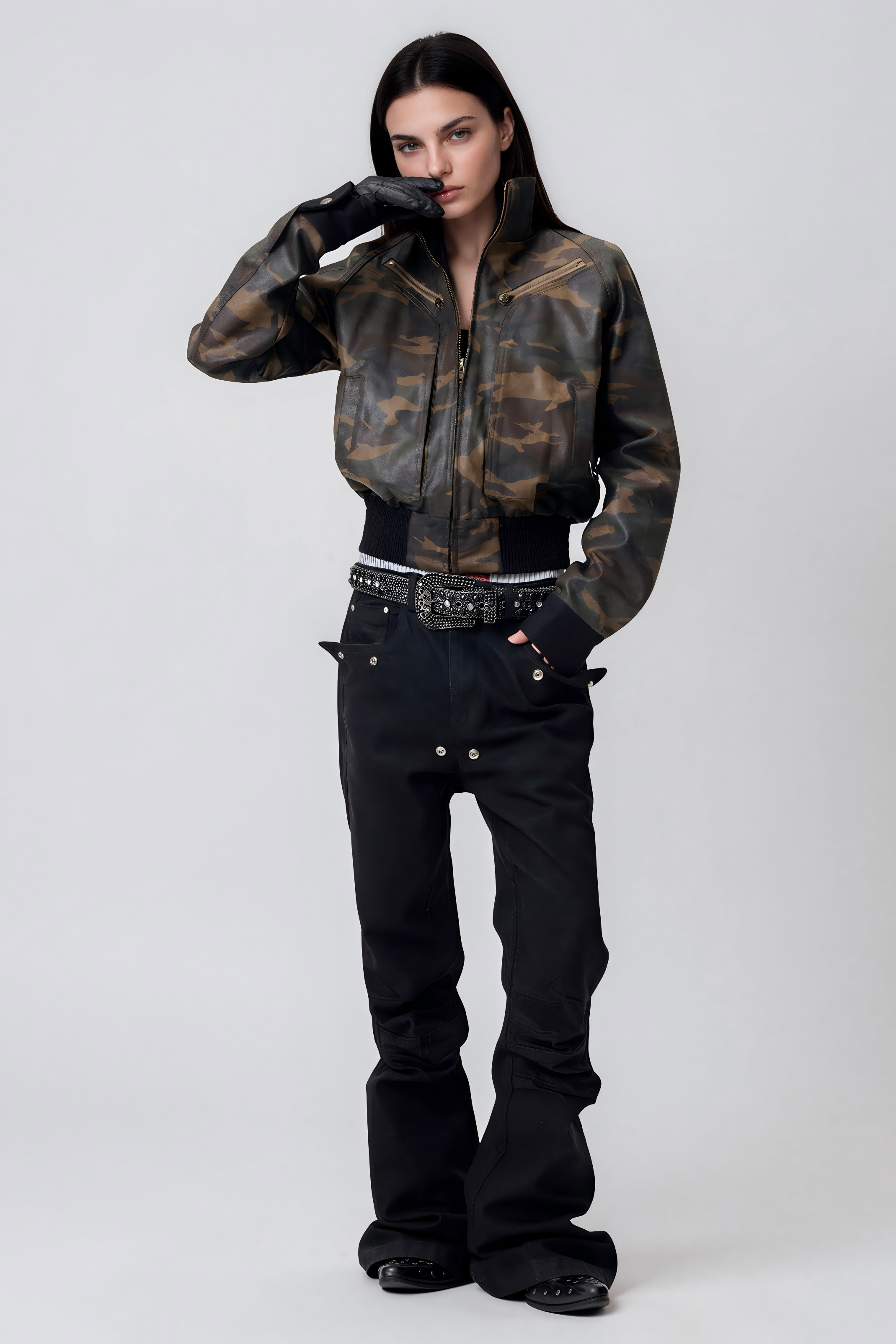 Khidar Crop Camouflage Jacket