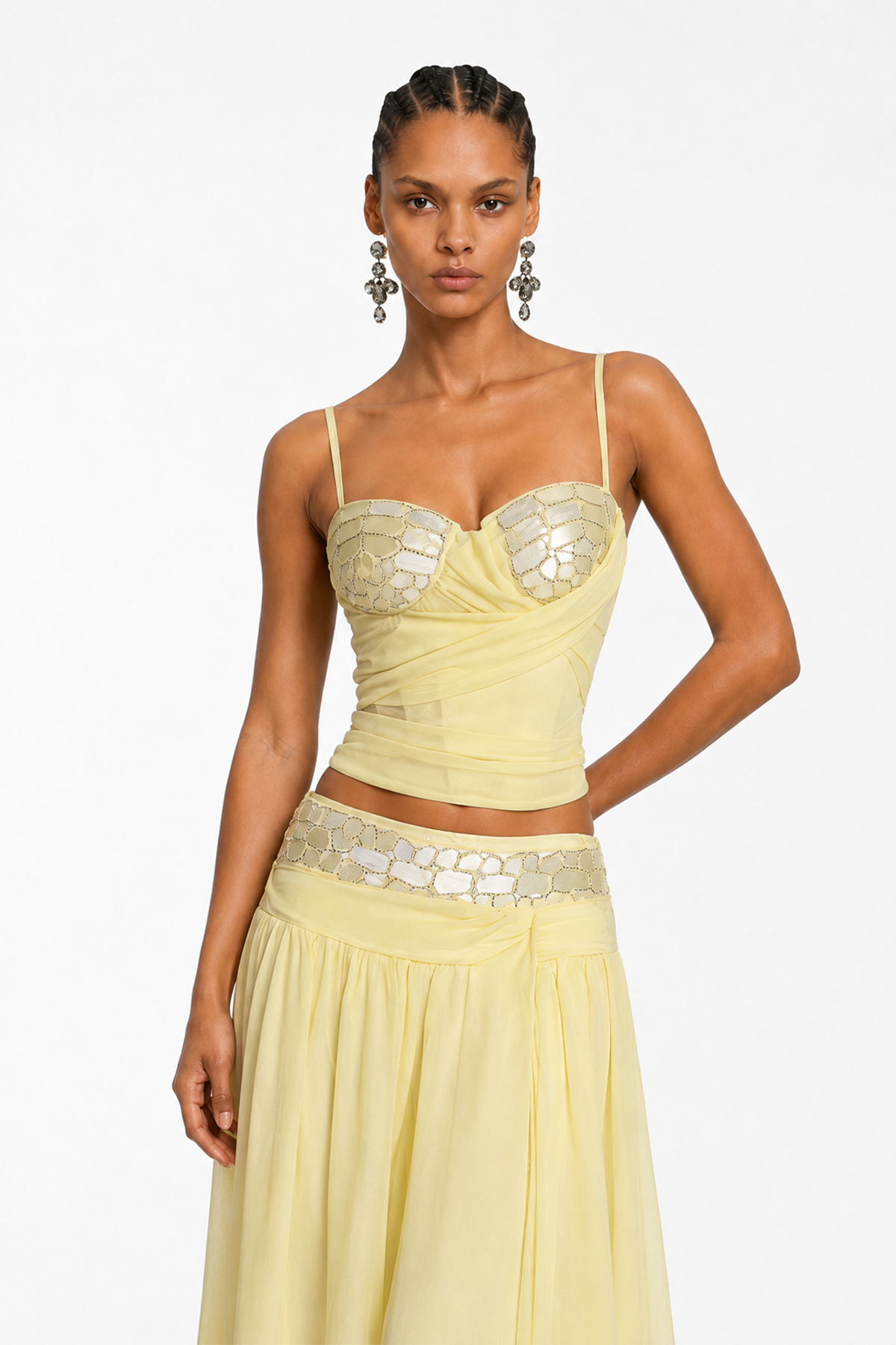 Khuno Spagehtti Beaded Ruch Skirt Set