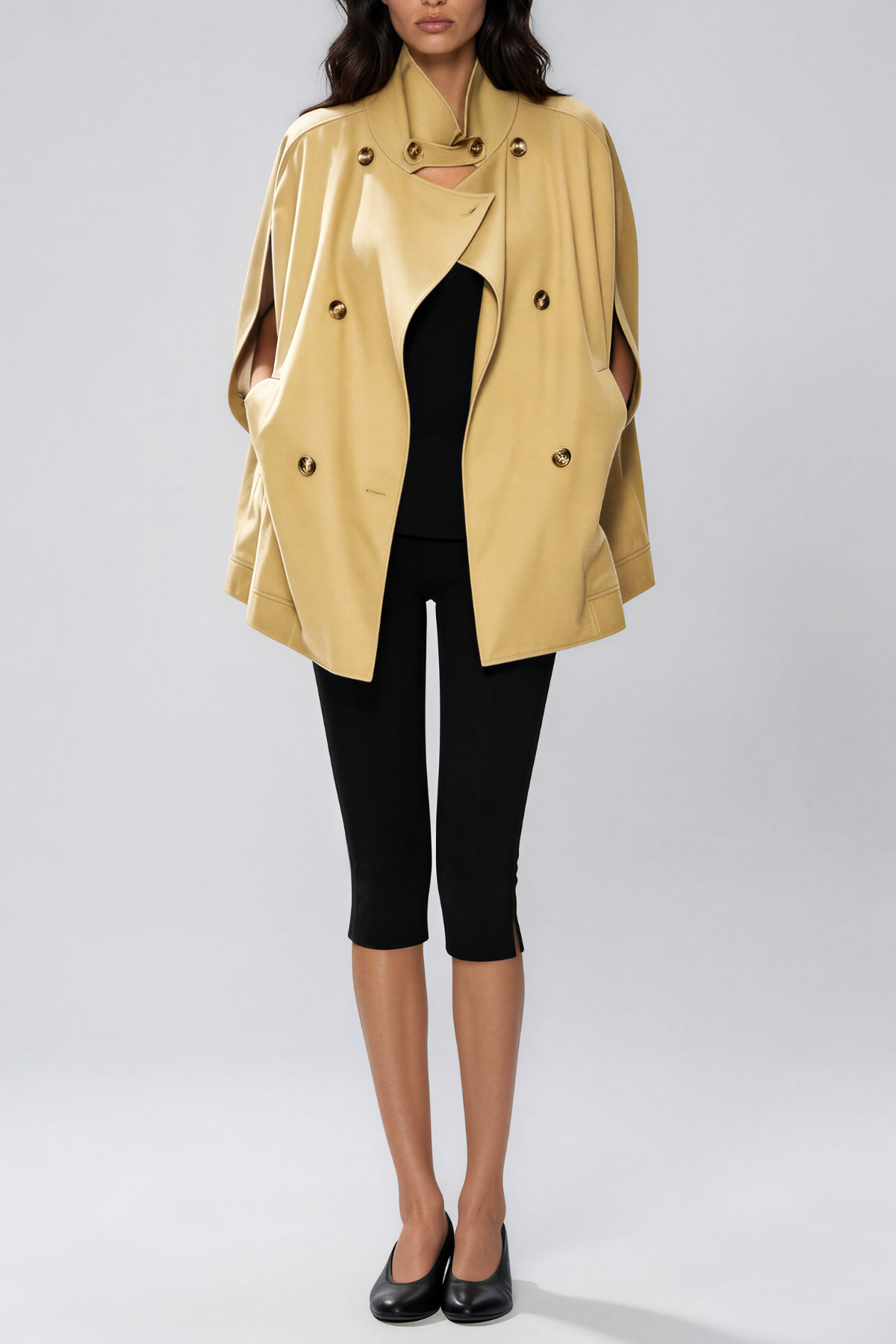 Khwaja Cape Sleeve Double Breasted Jacket