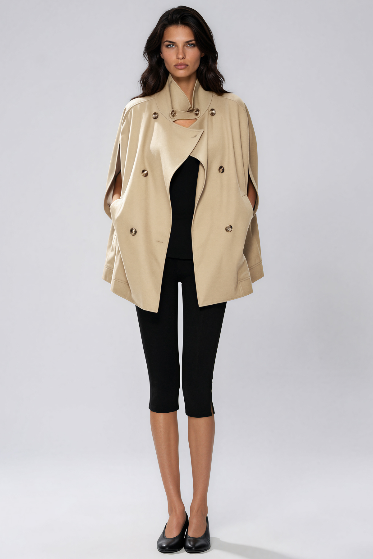 Khwaja Cape Sleeve Double Breasted Jacket