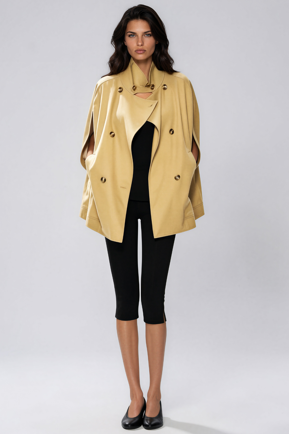 Khwaja Cape Sleeve Double Breasted Jacket