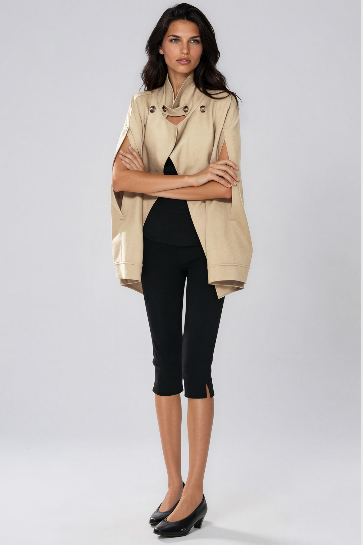 Khwaja Cape Sleeve Double Breasted Jacket