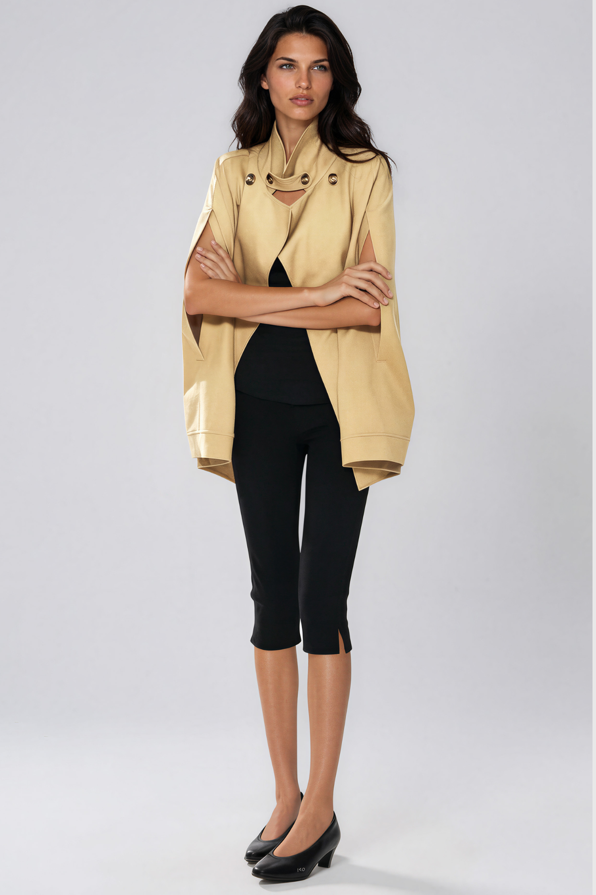 Khwaja Cape Sleeve Double Breasted Jacket