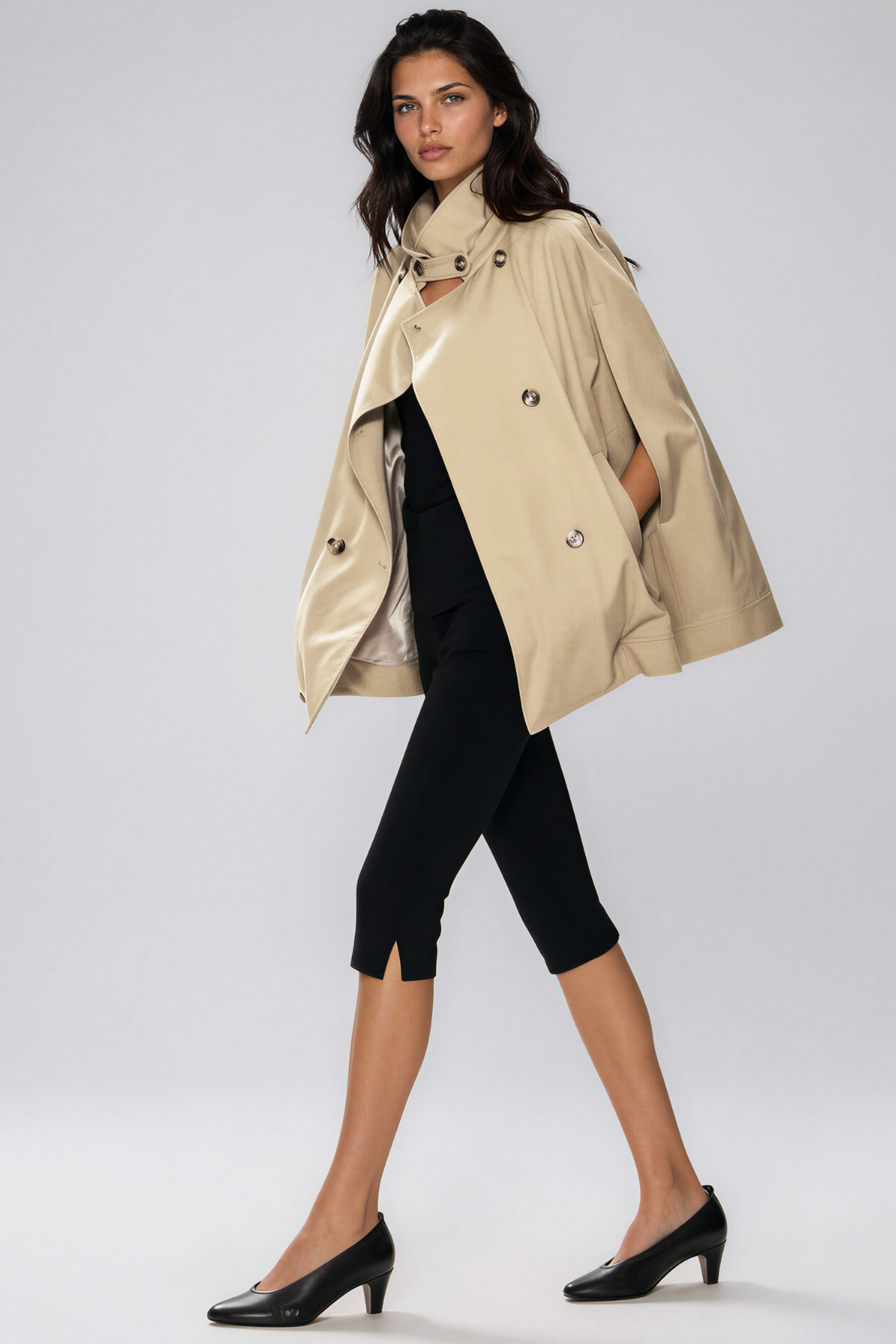 Khwaja Cape Sleeve Double Breasted Jacket