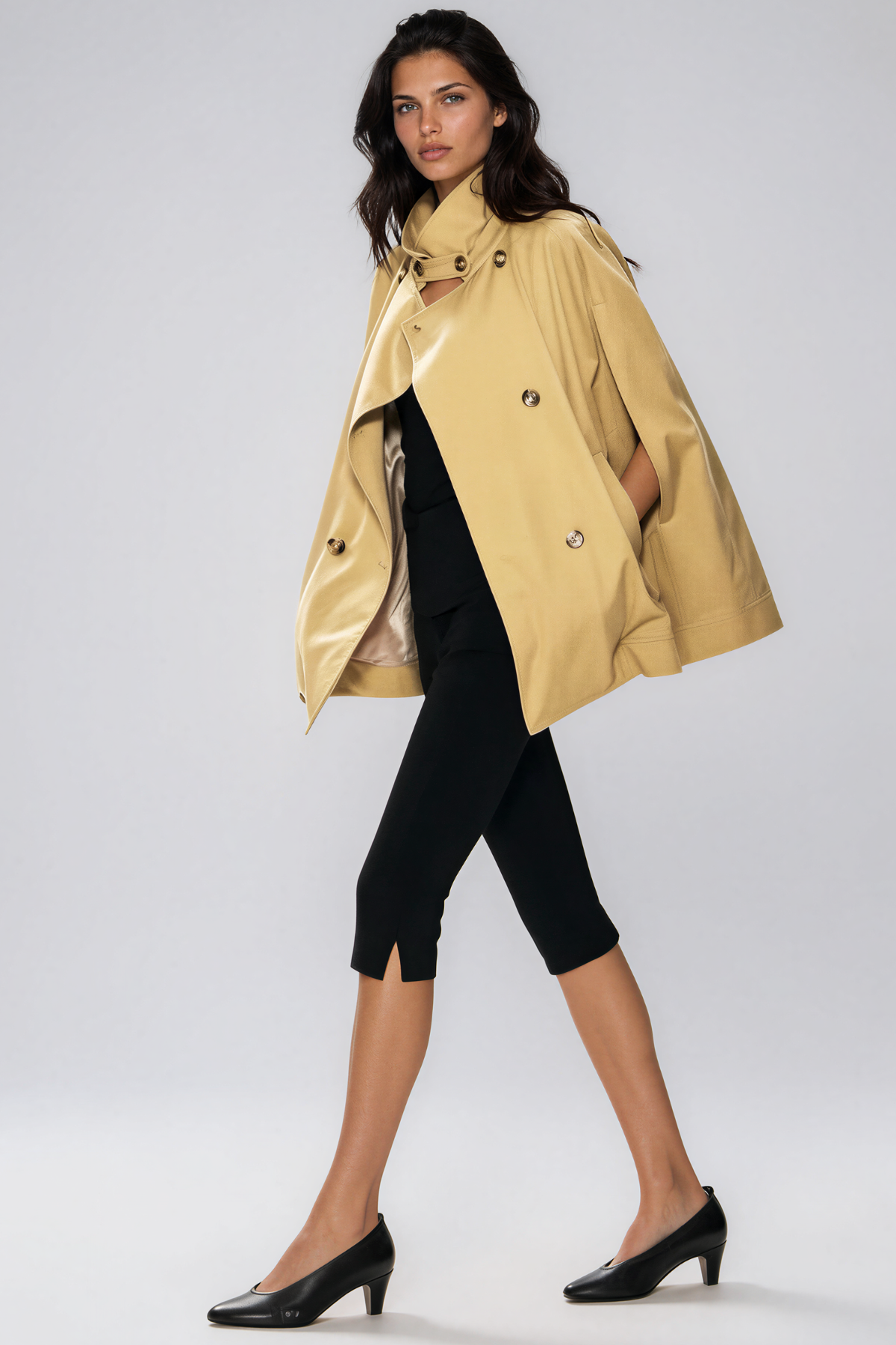 Khwaja Cape Sleeve Double Breasted Jacket