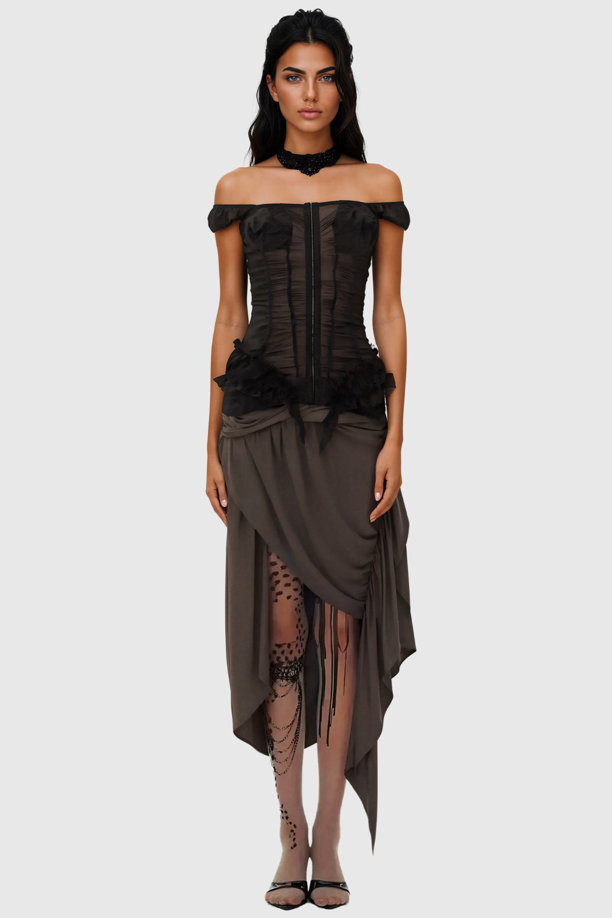 Kiana Strapless Ruch Asymmetric Top