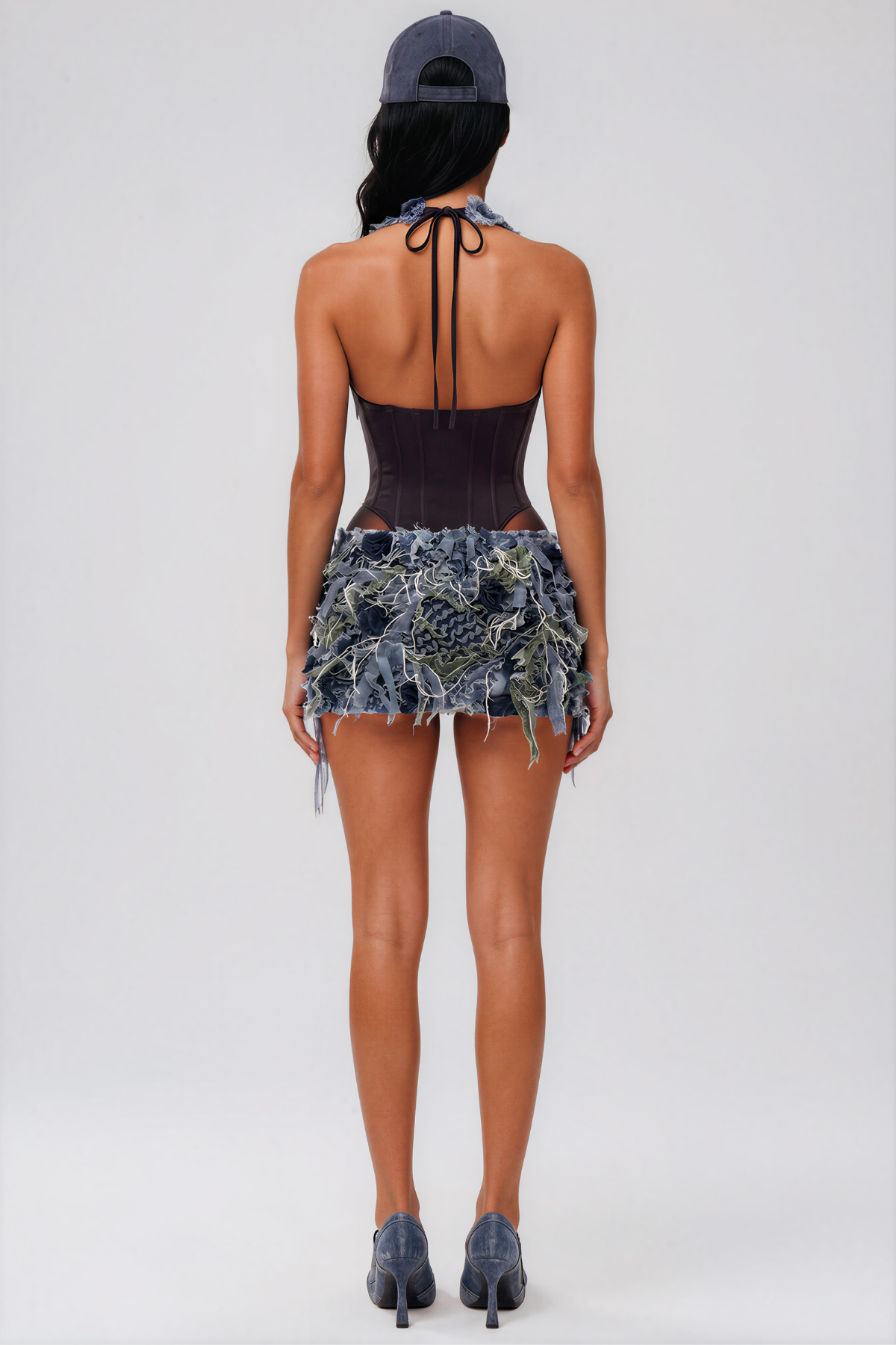 Kianda Halter Neck Fringe Mesh Mini Dress