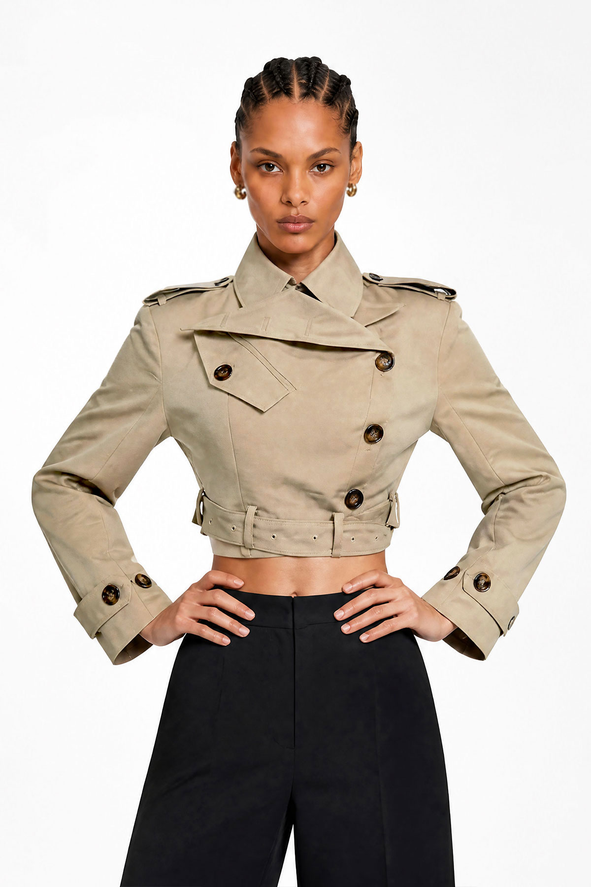 Kiano Crop Belt Trench coat